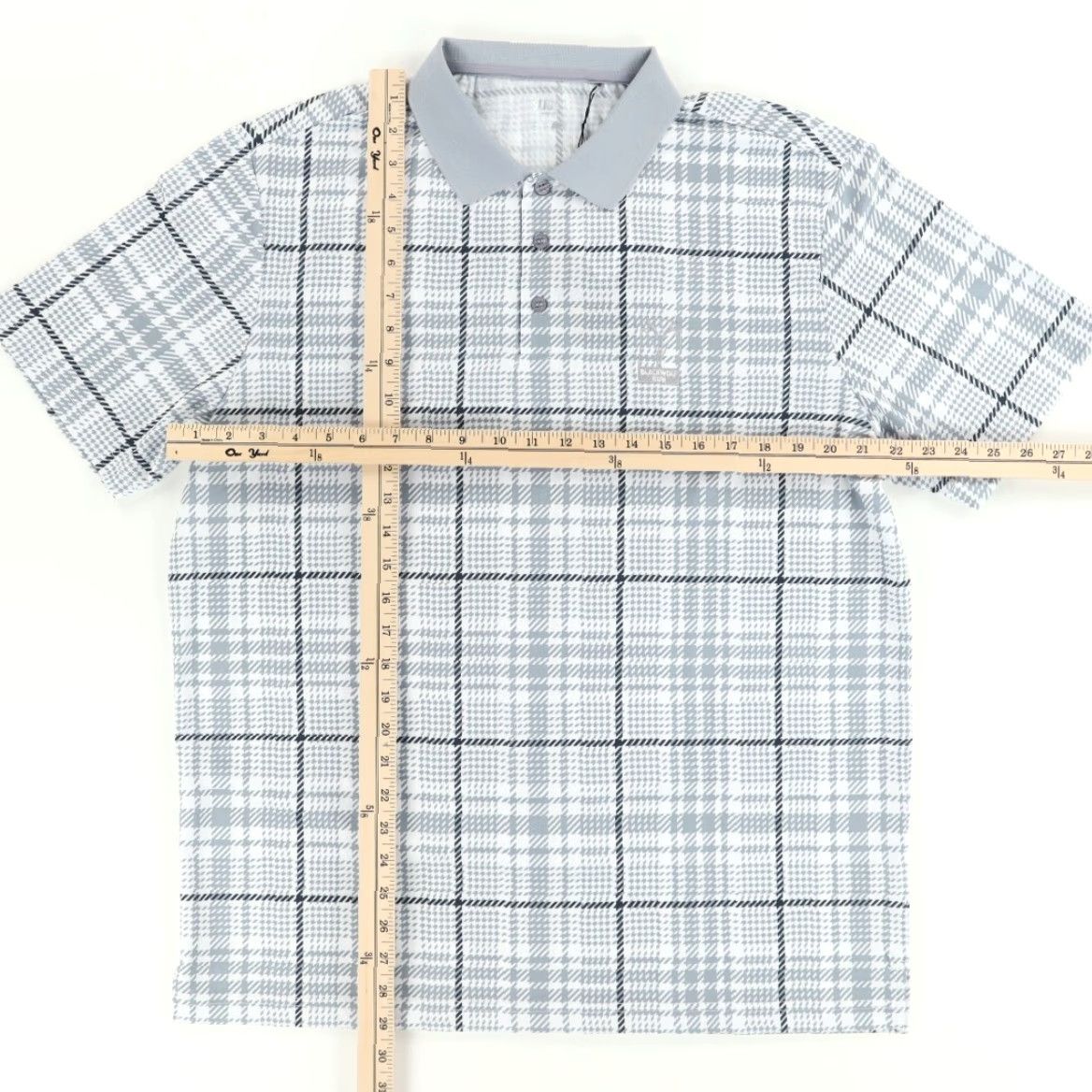 Vintage Sligo Blackwolf Run Houndstooth Stretch Polyester Plaid Polo Shirt Gray Men's L Size US L / EU 52-54 / 3 - 3 Thumbnail