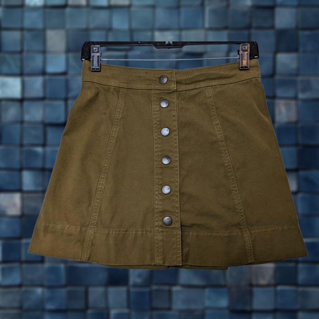 Madewell Madewell Skirt Button Front Mini Women's Size 0 Olive Green Denim Cotton Blend Elastane Casual Short 0 Womens Bye Size 25" / US 0 / IT 36 - 1 Thumbnail