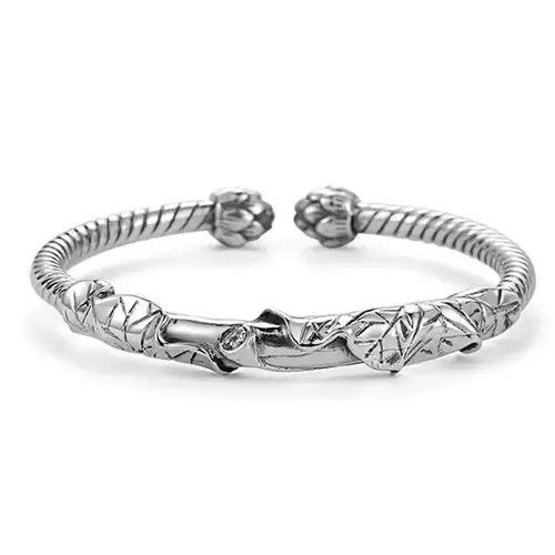 VIBE Silver Color Lotus Open Bracelet Size ONE SIZE - 3 Thumbnail