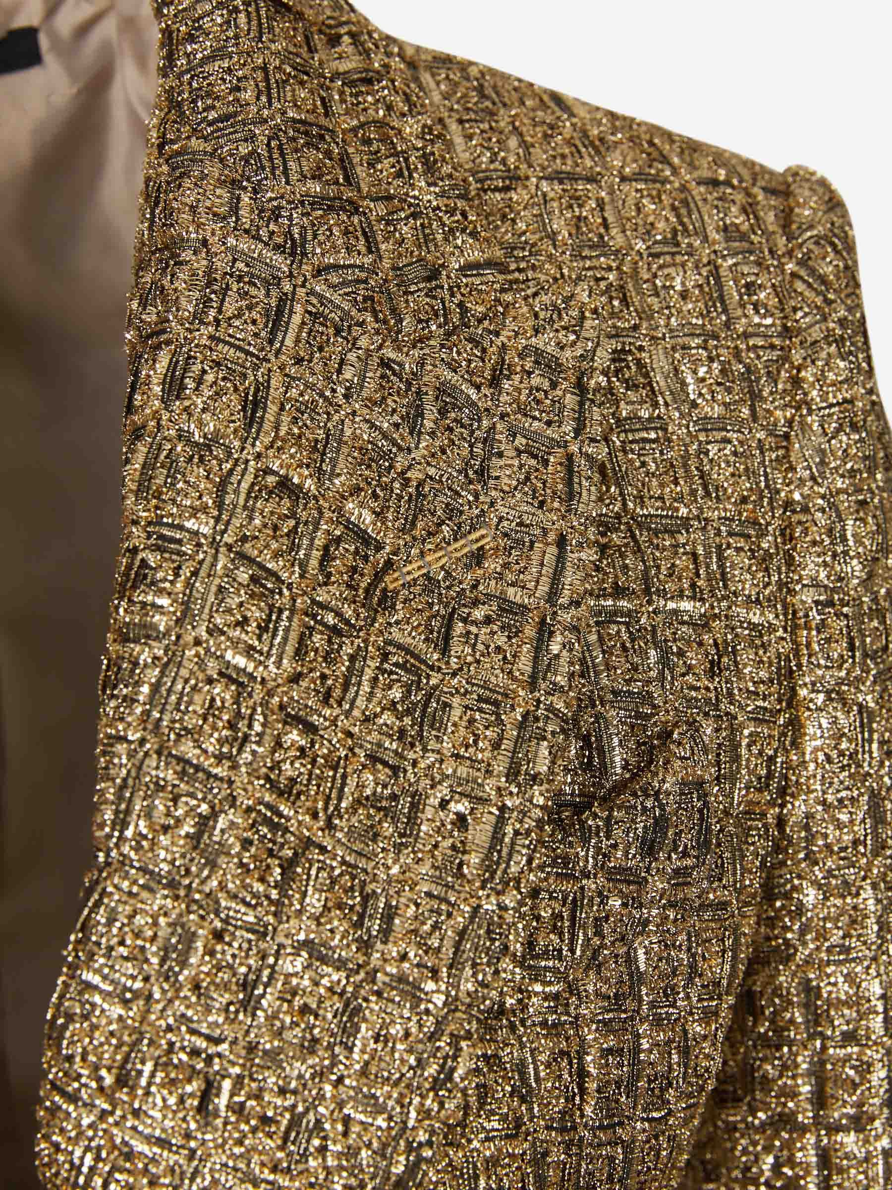 Tom Ford o1w1db10525 GI2975 Textured Metallic Blazer in Gold Size XS / US 0-2 / IT 36-38 - 3 Thumbnail