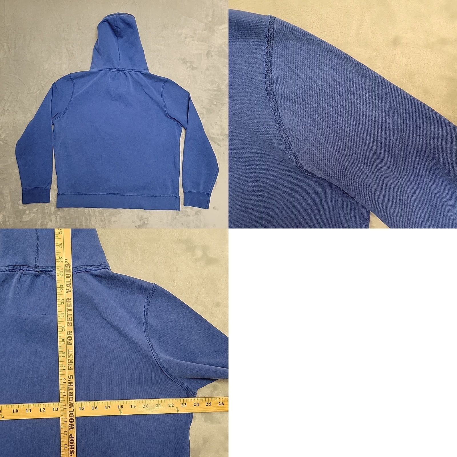 Abercrombie & Fitch VTG Aeropostale Hoodie L Blue Fleece Pullover Cropped 90s USA Logo Sweatshirt Men L Size US L / EU 52-54 / 3 - 8 Thumbnail