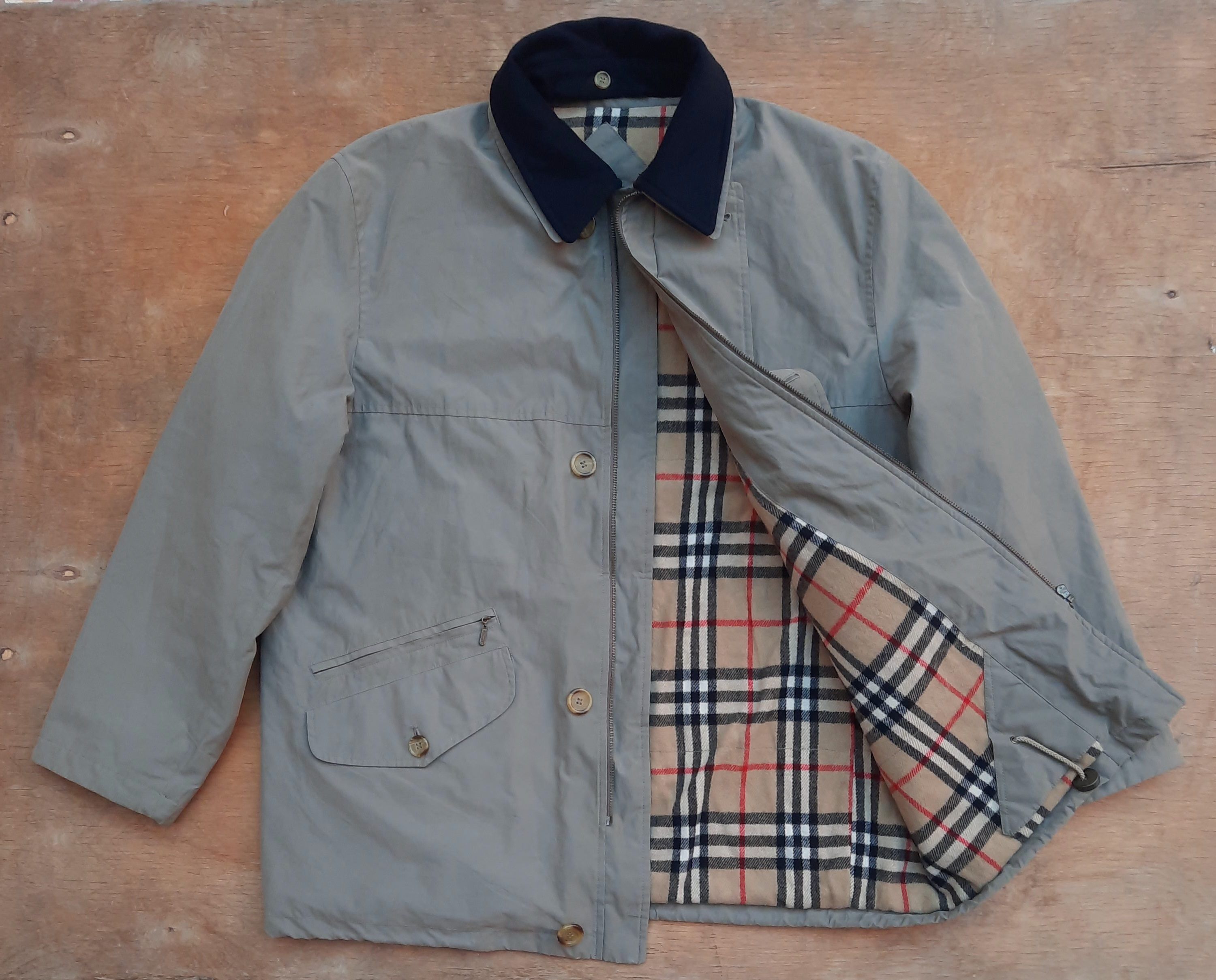 Burberry 90s Burberrys khaki Chore Jacket wool lining & collar Size US L / EU 52-54 / 3 - 1 Thumbnail