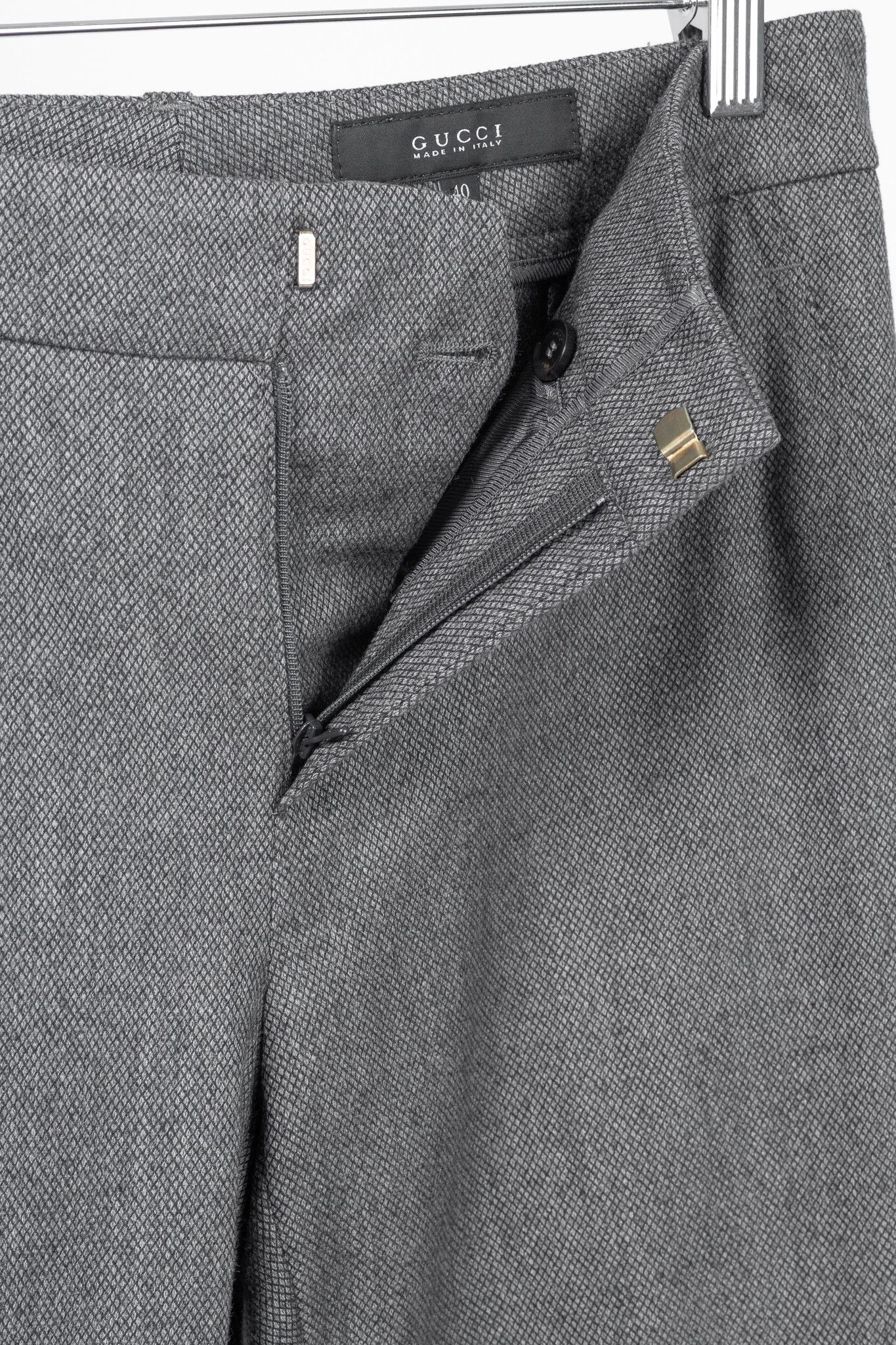 Gucci Gucci Grey Stretch-Wool Micro-Diamond Studded Trousers Size 27" / US 4 / IT 40 - 9 Thumbnail