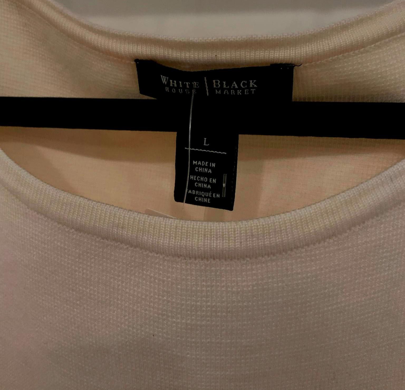 Designer Cream Long Sleeve Top by White House Black Market - Size L Size L / US 10 / IT 46 - 3 Thumbnail