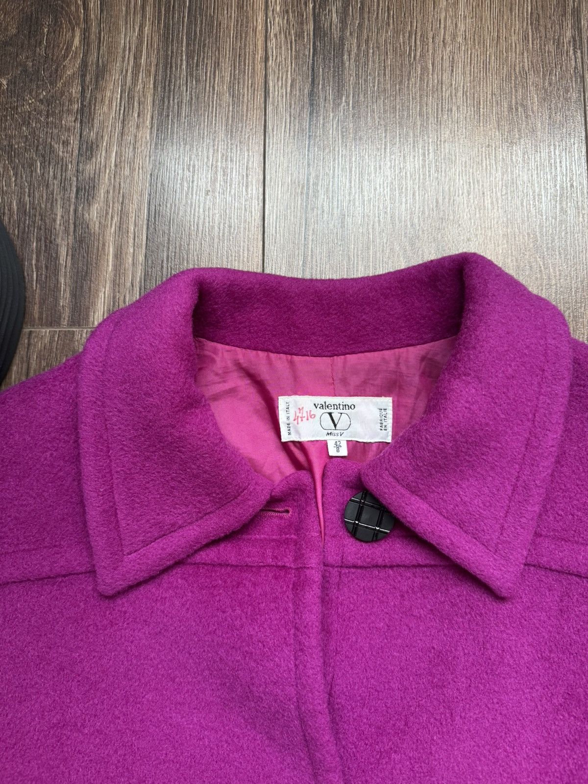 Valentino Vtg Valentino Miss V Wool Coat Jacket Fuchsia Pink Purple Italy Size 42 8 M L Size M / US 6-8 / IT 42-44 - 3 Thumbnail