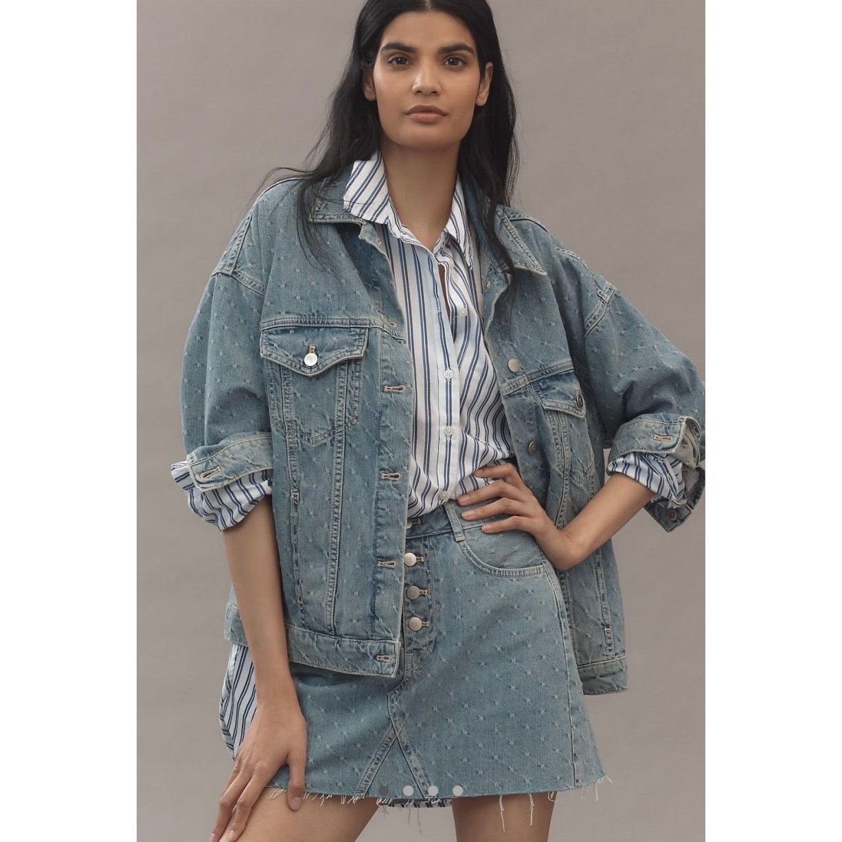 Anthropologie NWT Anthropologie Pilcro Jacquard Denim Mini Skirt Size 42" / US 20 - 1 Thumbnail
