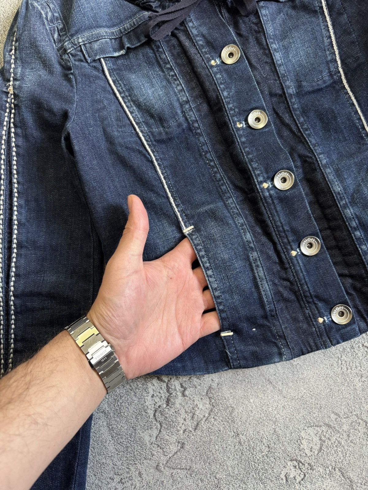 Vintage Womens HIGH Blue Use Couture Button Denim Jacket Blazer Size M / US 6-8 / IT 42-44 - 7 Thumbnail