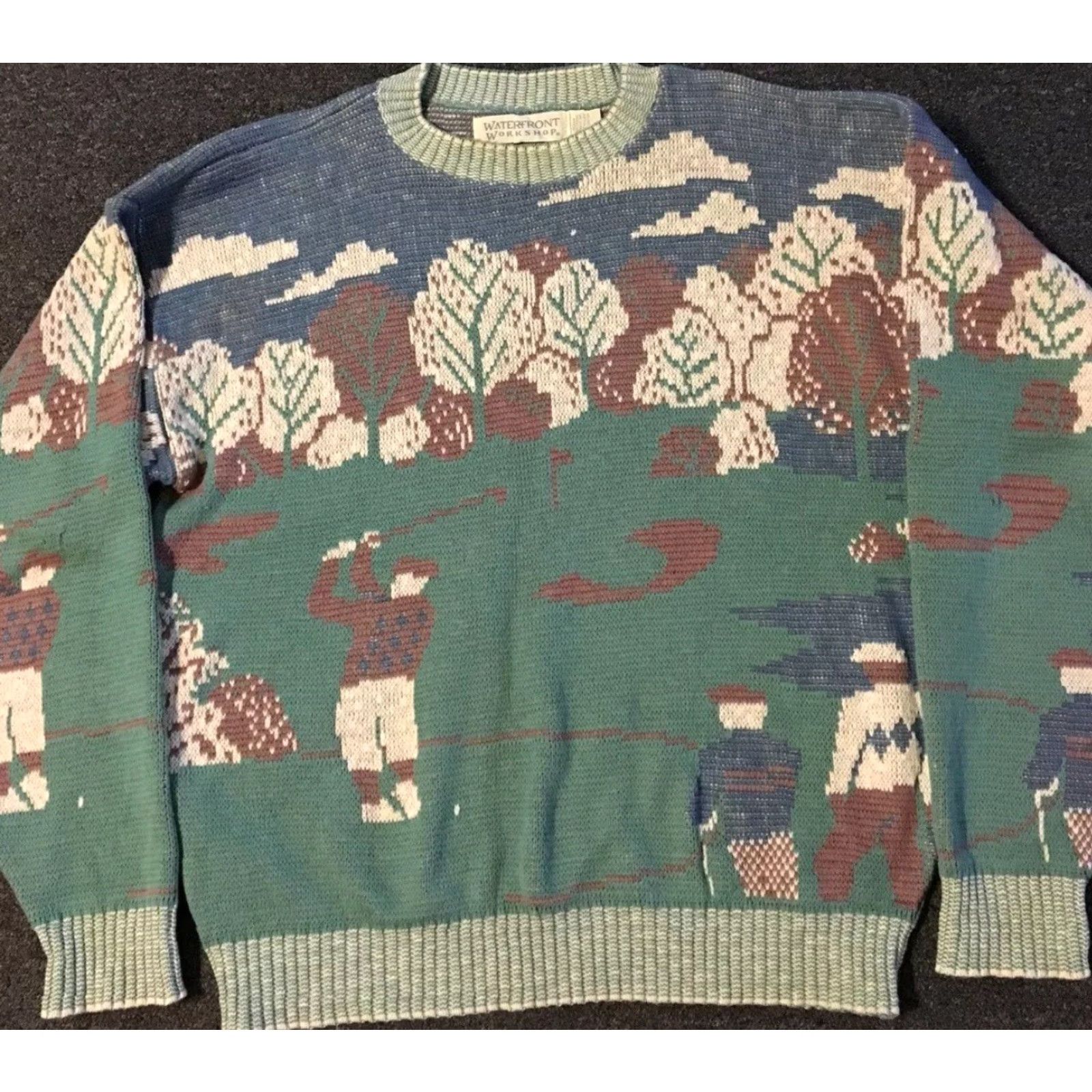 Vintage VINTAGE 90s Waterfront Workshop Golf All Over Print Sweater M USA Sport Sailing 80s Size US M / EU 48-50 / 2 - 2 Thumbnail