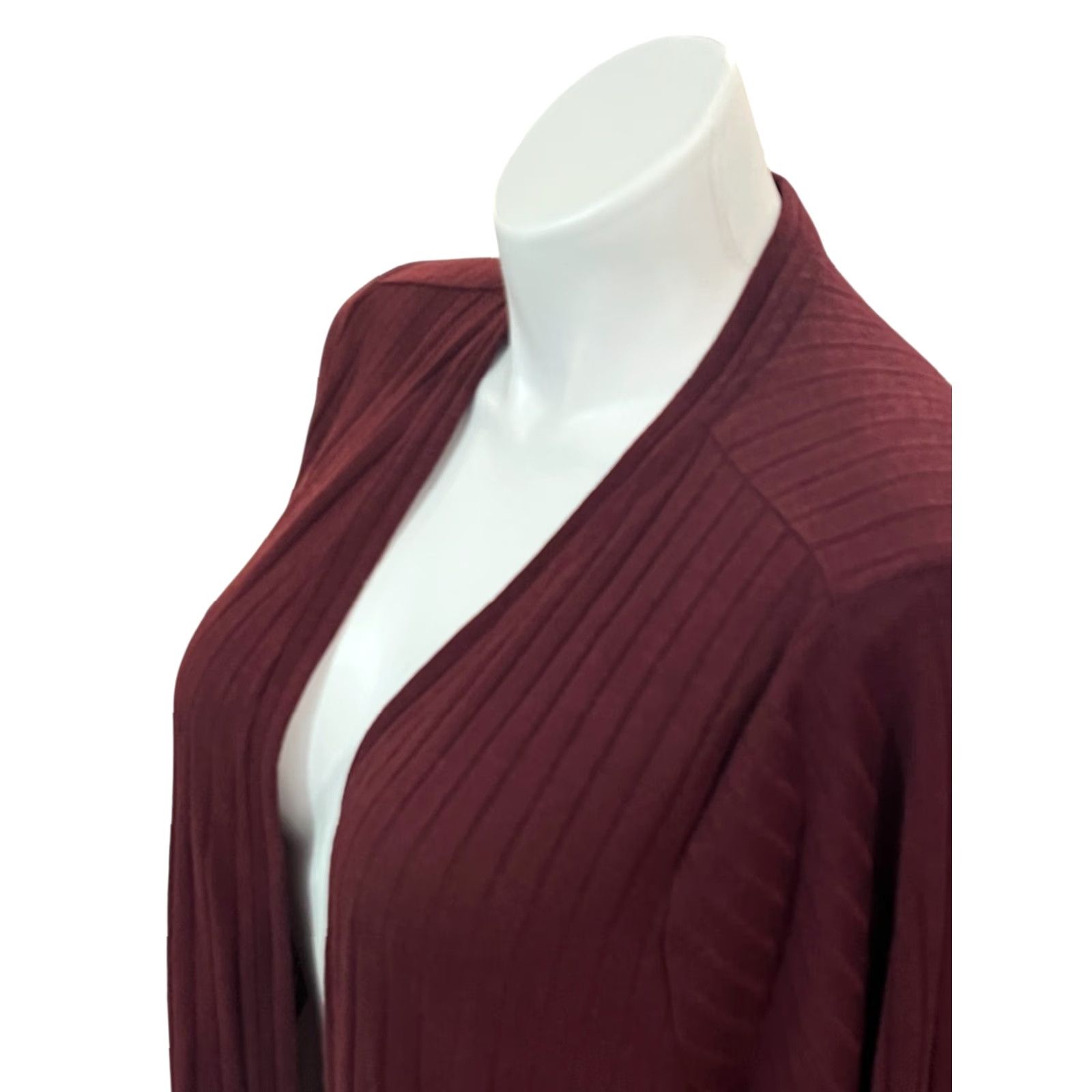 Vintage VINTAGE not applicable; Lane Bryant Burgundy Open Front Duster 3/4 Sleeve Cardigan Size 22/24 Pockets Size 3XL / US 20-22 - 3 Thumbnail