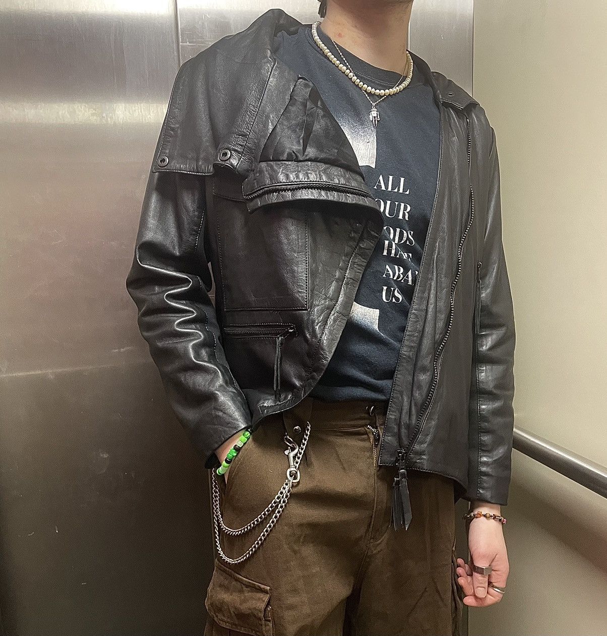 Vintage Avantgarde/Rick Owens Inspired asymmetrical Leatherjacket Size US M / EU 48-50 / 2 - 3 Thumbnail