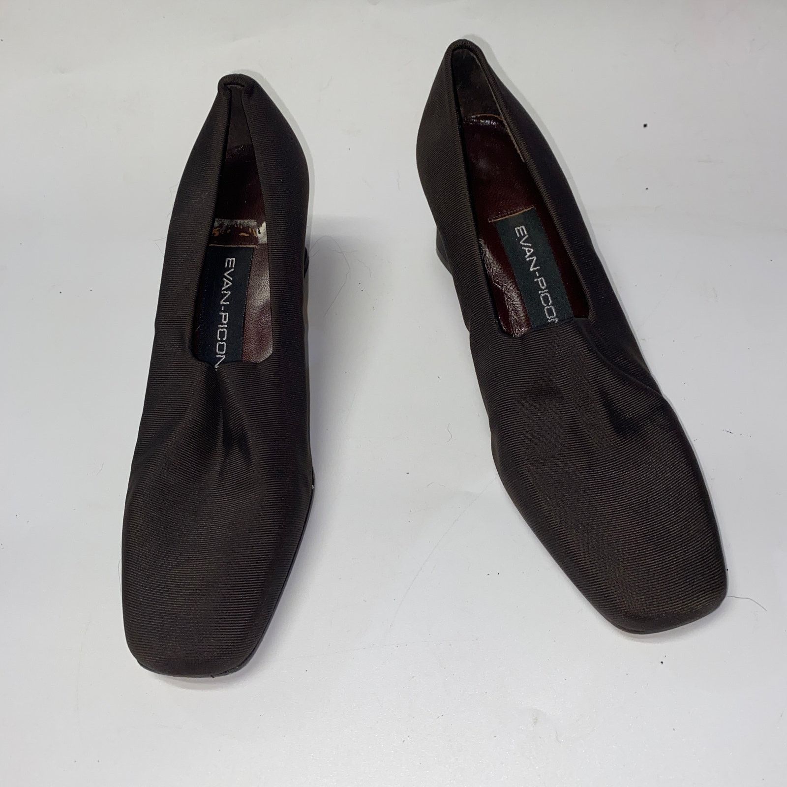 Evan Picone Evan Picone Brown Stretch Slip-On Square Toe Block Heels 5.5 Size US 5.5 / IT 35.5 - 1 Thumbnail