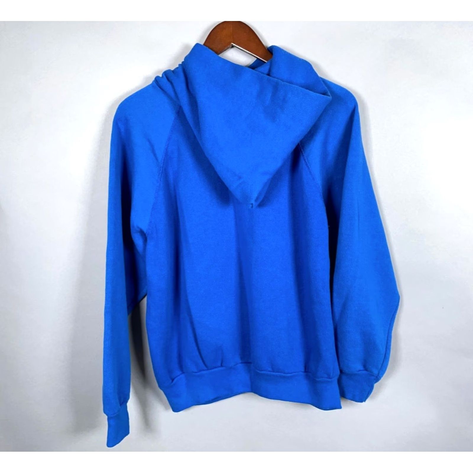Tultex VINTAGE Tultex Hoodie Mens Large Blue Raglan Sleeves 50/50 Solid Sweatshirt Pullover Crew Neck Front Drawstring Missing Tags Size US L / EU 52-54 / 3 - 2 Thumbnail