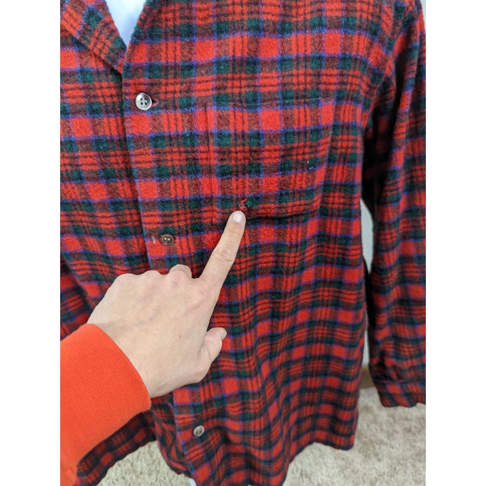 Vintage VINTAGE Wool Flannel Hunting Fishing Red Plaid Long Sleeve Shirt L5S Regular Men's Large L Size US L / EU 52-54 / 3 - 2 Thumbnail