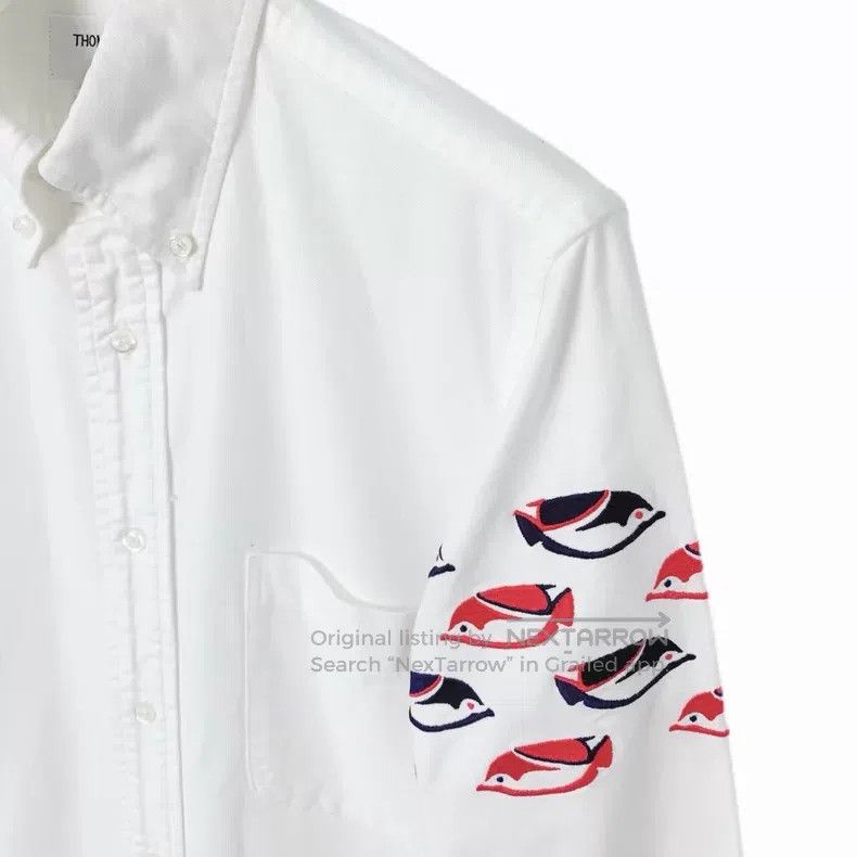 Thom Browne Thom Browne White tropical fish embroidery cotton shirt Size US S / EU 44-46 / 1 - 3 Thumbnail