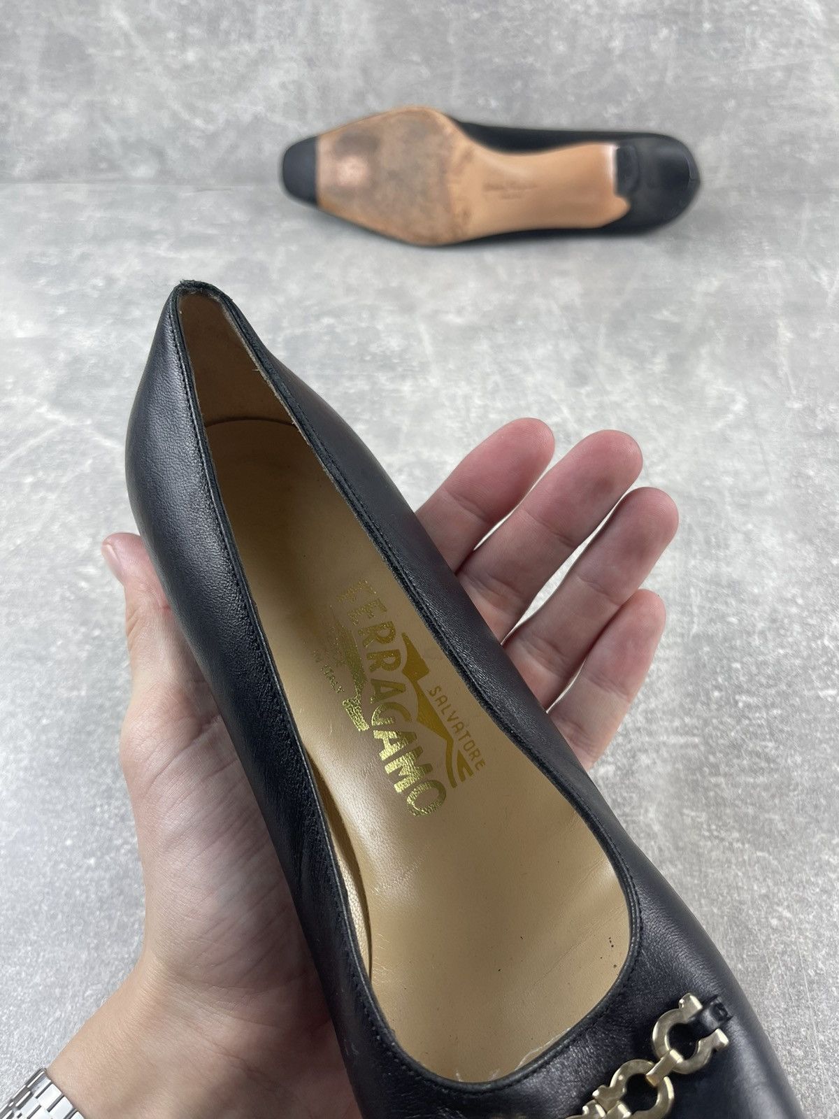 Salvatore Ferragamo × Vintage Salvatore Ferragamo Dress / Couture Leather Shoes Size US 8.5 / IT 38.5 - 9 Thumbnail