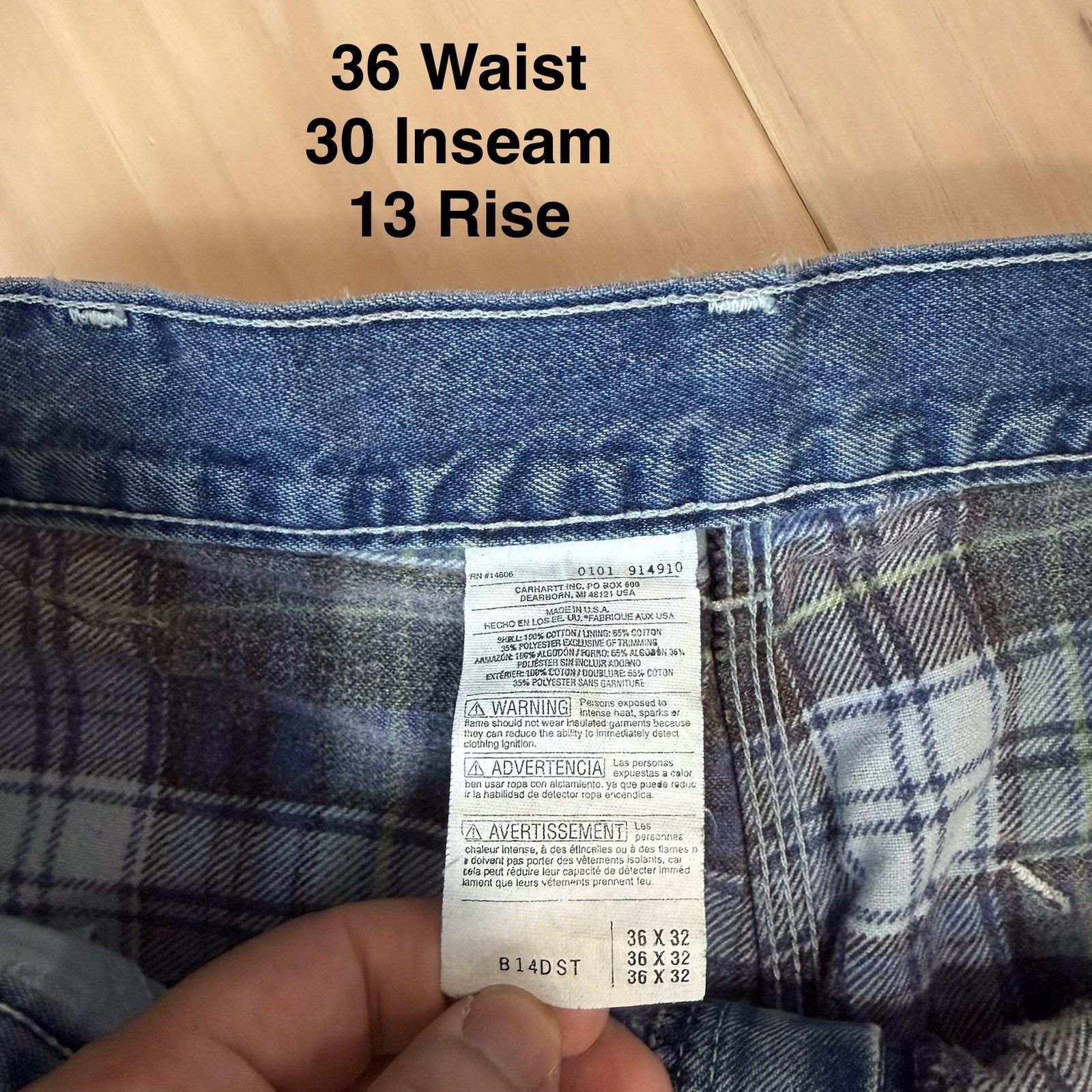 Carhartt × Vintage Carhartt Carpenter Pants 36 Blue Flannel Lined Heavy Denim Size US 36 / EU 52 - 5 Thumbnail