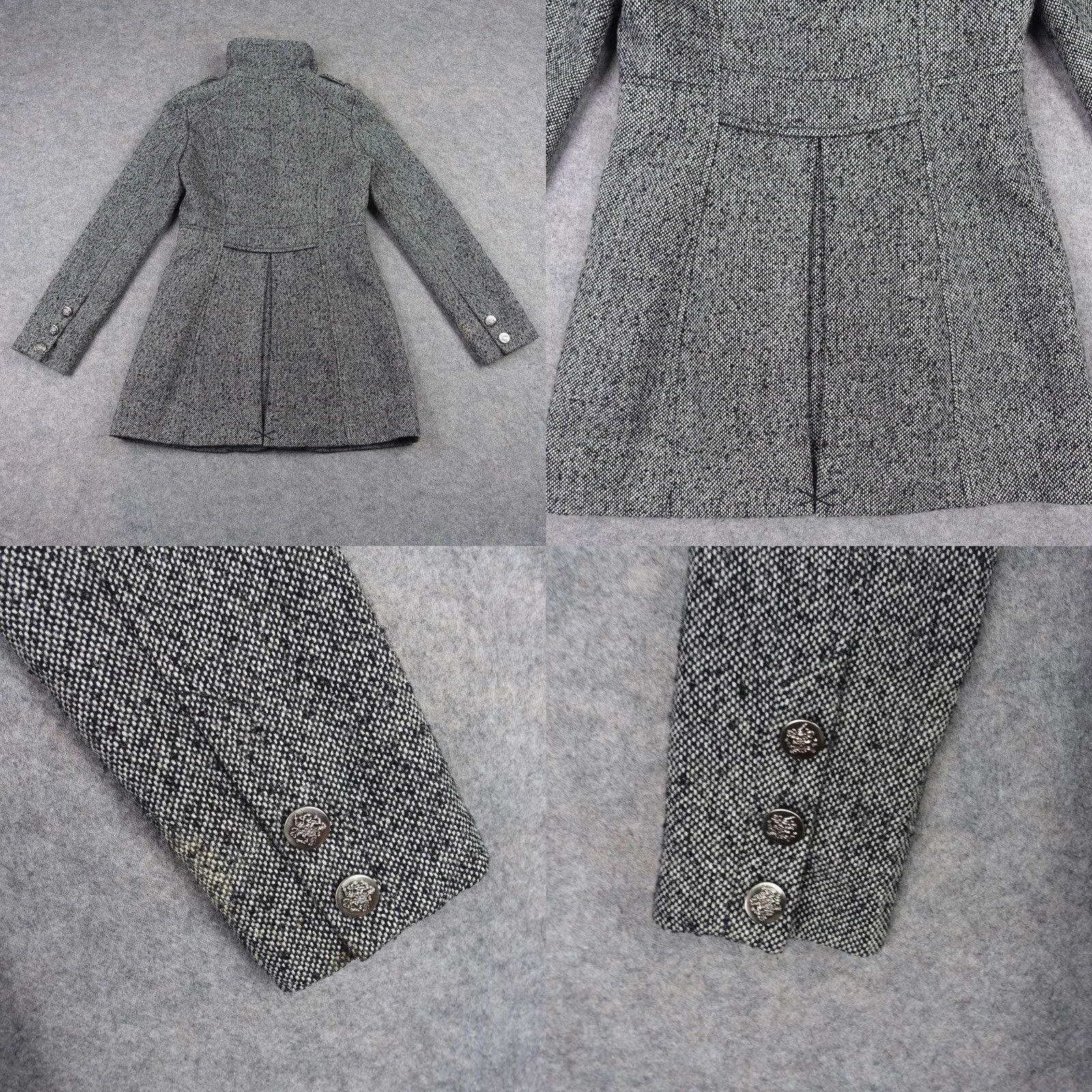 Guess VINTAGE Guess Coat Womens S Gray Wool Tweed Military Double Breasted VTG Y2K Size S / US 4 / IT 40 - 8 Thumbnail