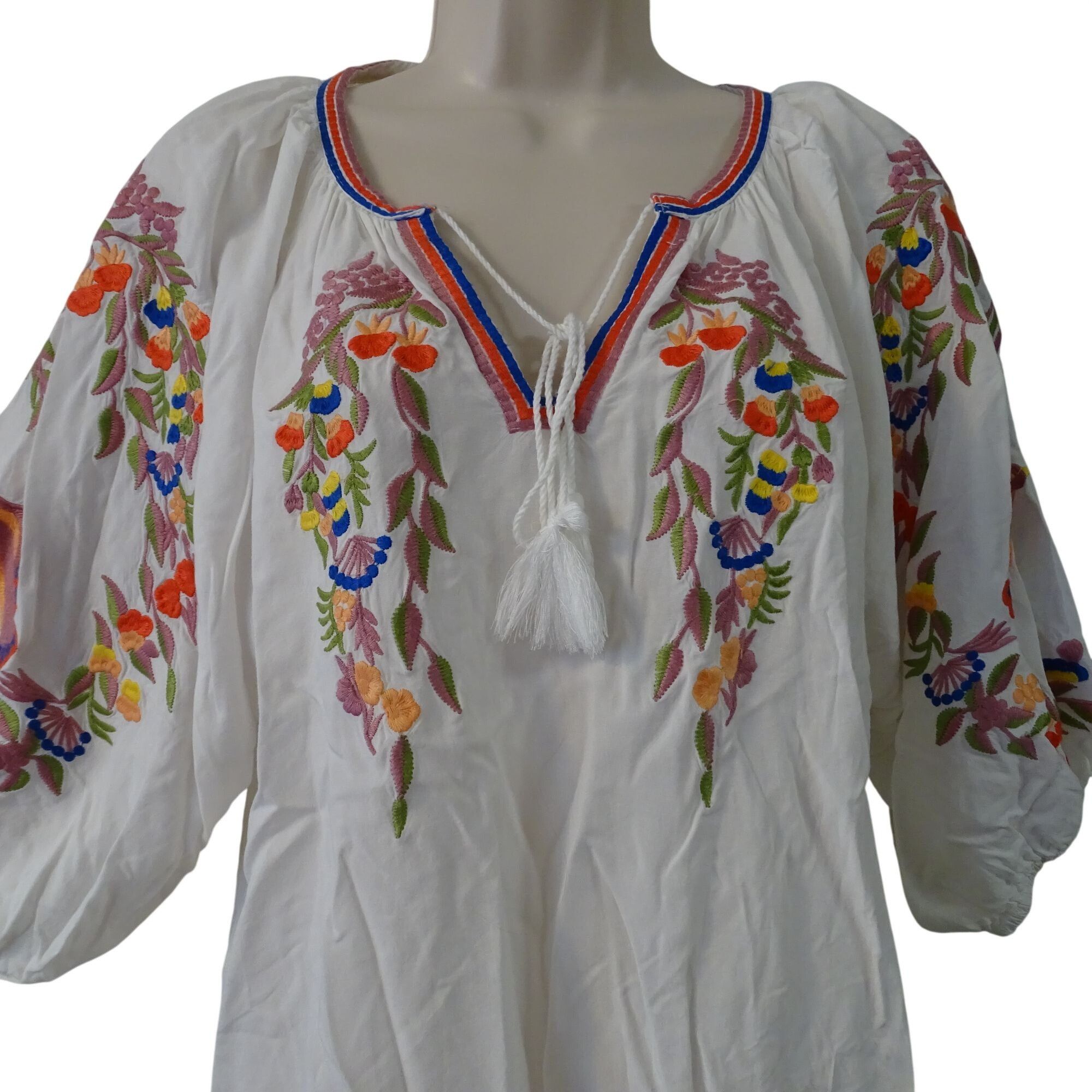 Other Luna Moon Women White Boho Embroidered Top Size M Size M / US 6-8 / IT 42-44 - 3 Thumbnail