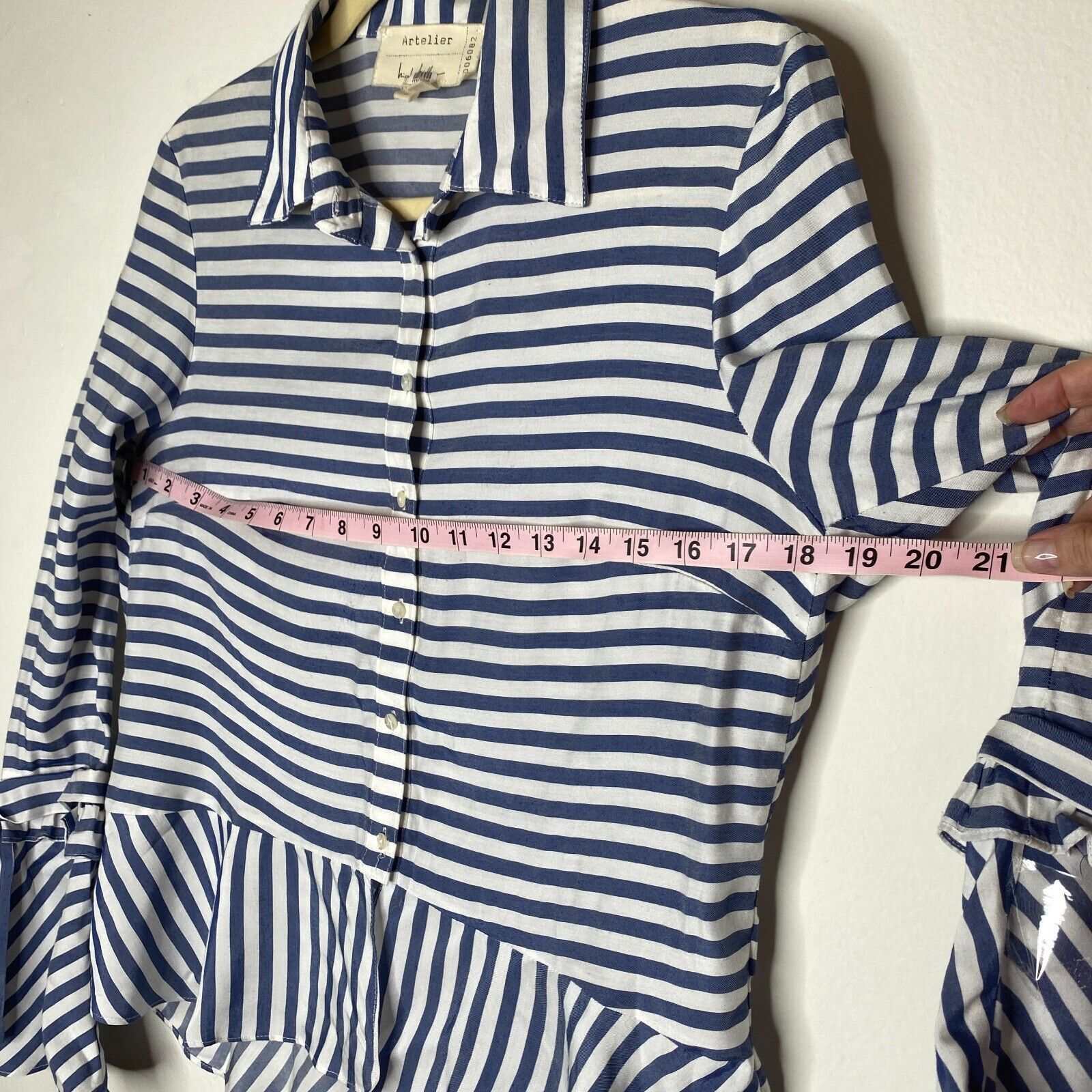 Other Artelier Blue & White Collar Button Down Bell Tie Blouse XS Size XS / US 0-2 / IT 36-38 - 9 Thumbnail