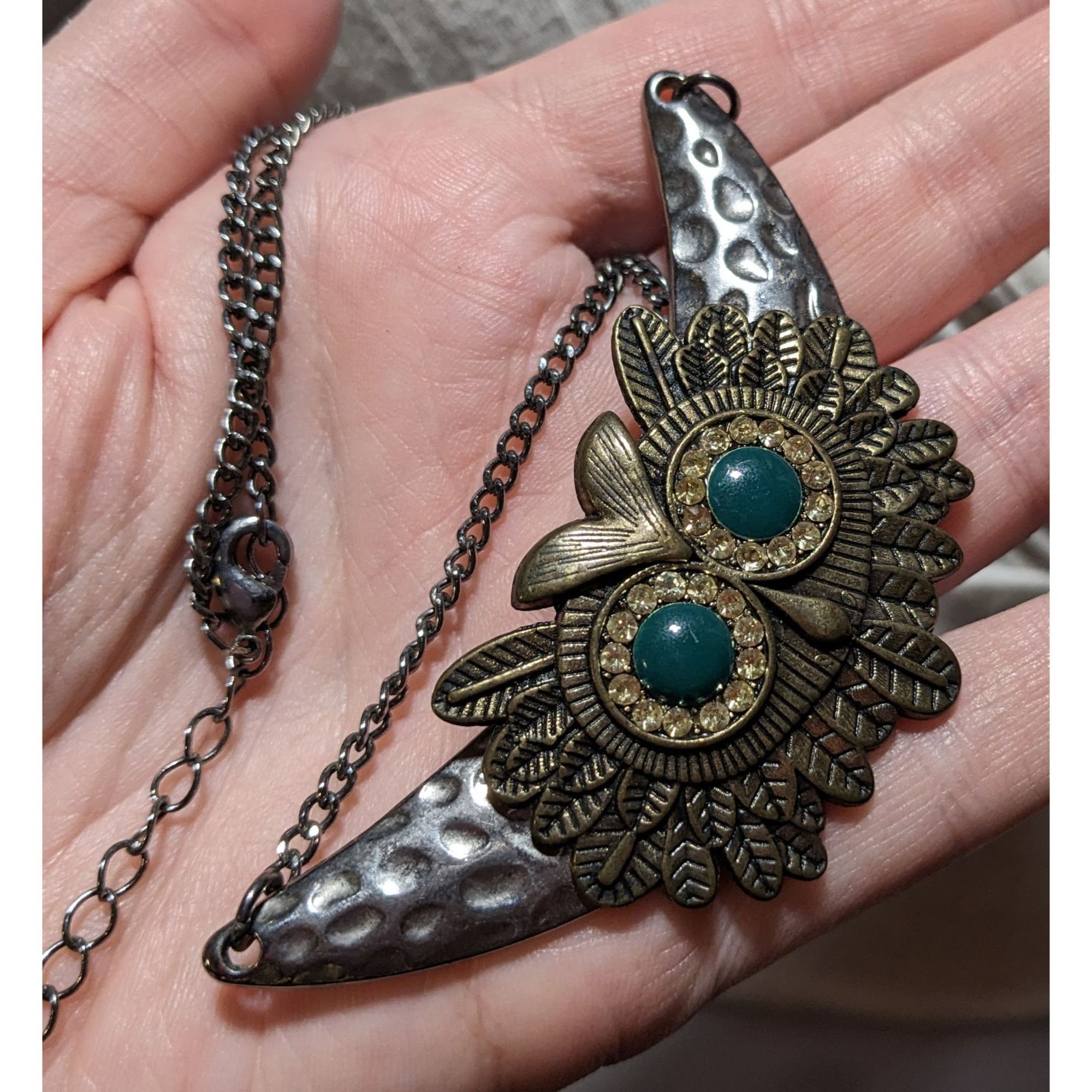 Other Steampunk Rhinestone Owl Necklace Size ONE SIZE - 11 Thumbnail