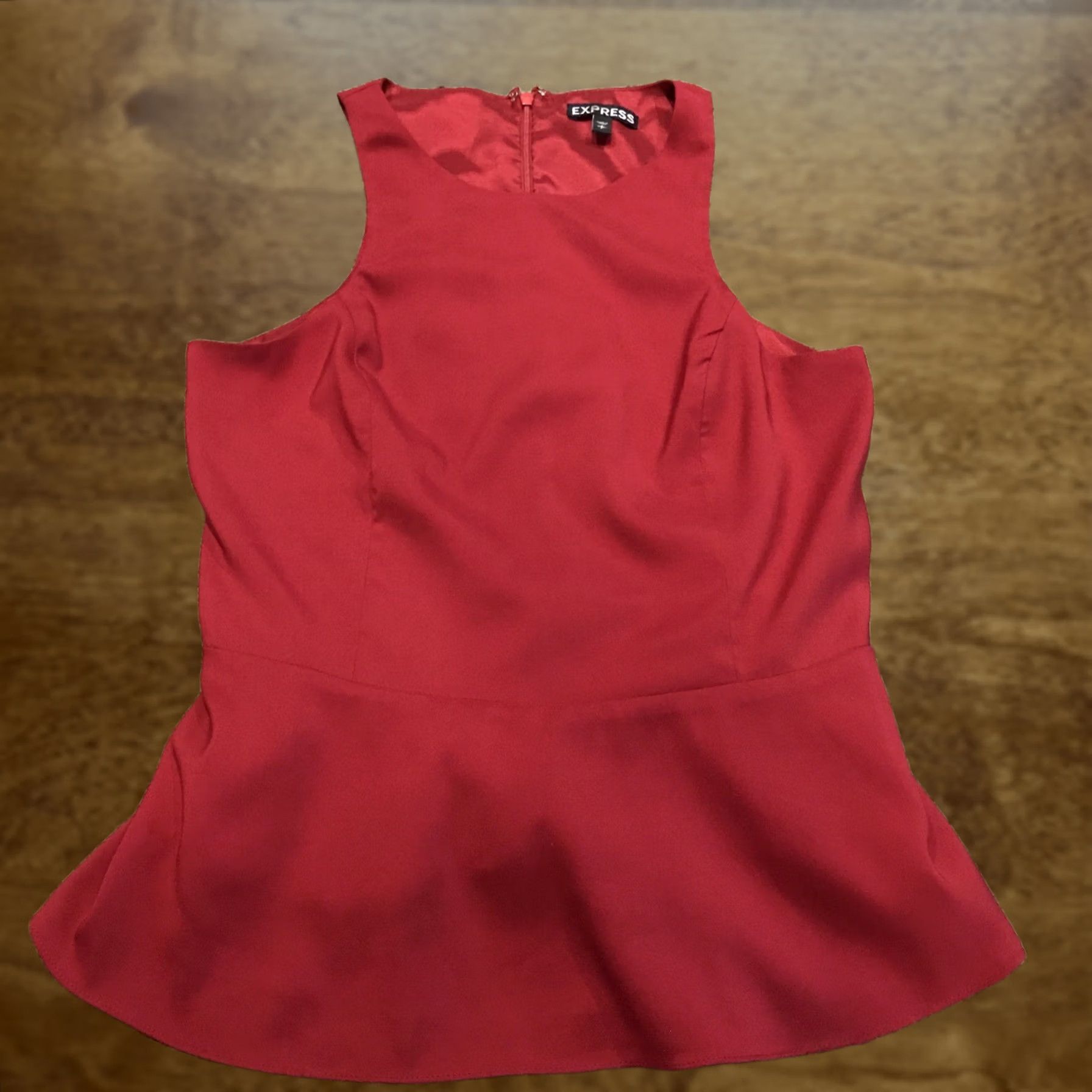 Express Express Blouse Shirt Womens S Red Polyester Blend Lined Zipper Round Neck Sleeveless Regular Basic Size S / US 4 / IT 40 - 1 Thumbnail