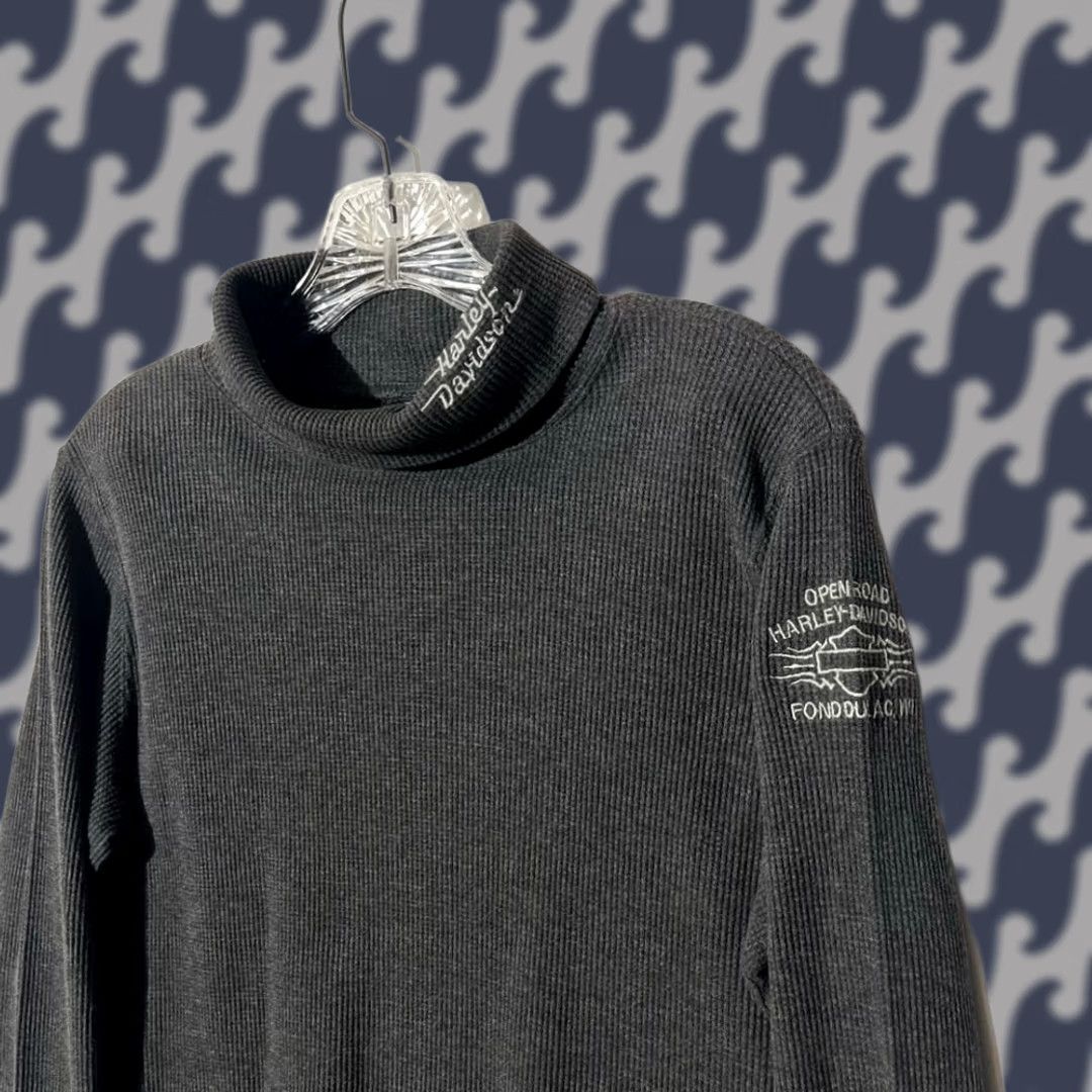 Harley Davidson Harley Womens Ribbed Mock Neck Long Sleeve Shirt Charcoal Gray XL Size XL / US 12-14 / IT 48-50 - 1 Thumbnail