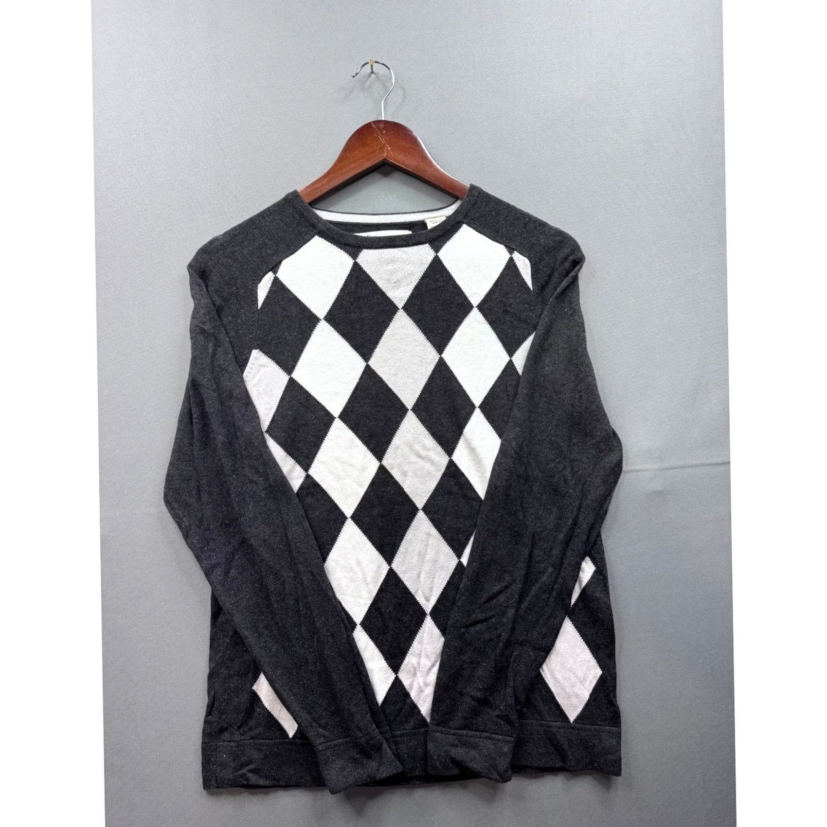 Perry Ellis Perry Ellis Men's Sweater Charcoal Gray White Long Sleeve Crew Neck Size S Size US S / EU 44-46 / 1 - 2 Thumbnail
