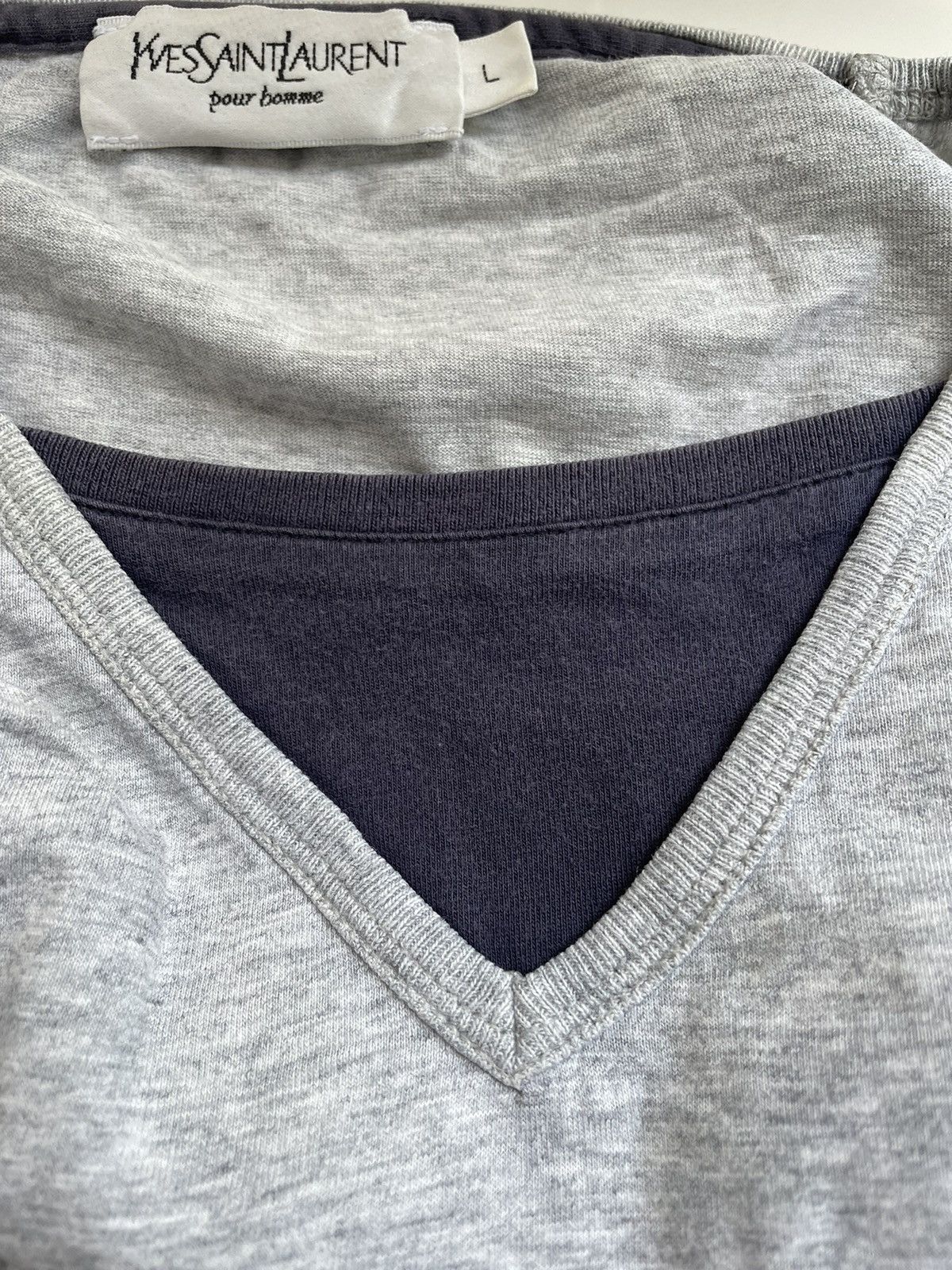 Yves Saint Laurent Yves Saint Laurent Big Logo T-Shirt Grey Vintage YSL Size US L / EU 52-54 / 3 - 4 Thumbnail