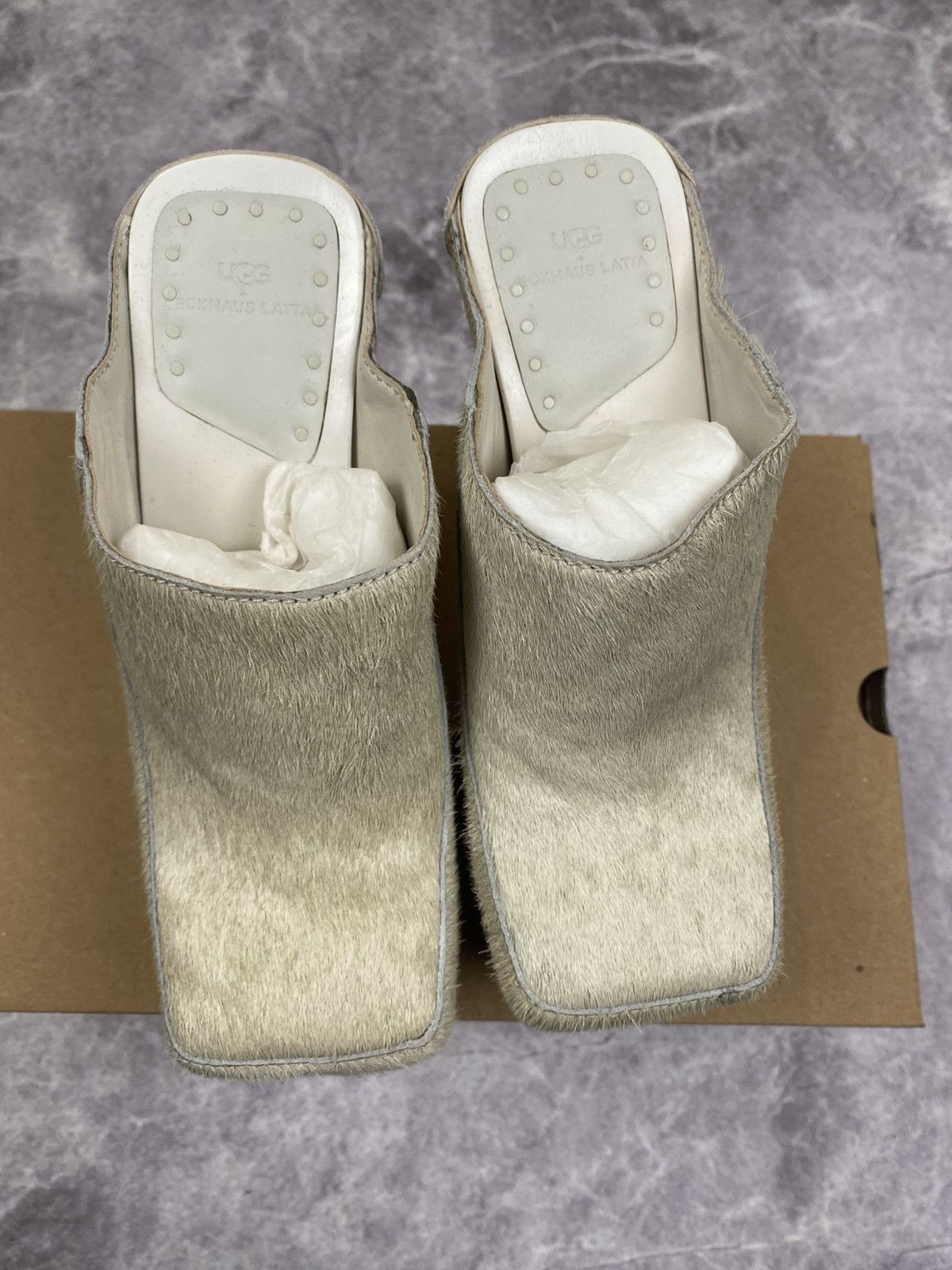 Eckhaus Latta Ugg x Eckhaus Latta Platforms Beige Fur Mules Size: 37 Size US 7 / IT 37 - 2 Thumbnail