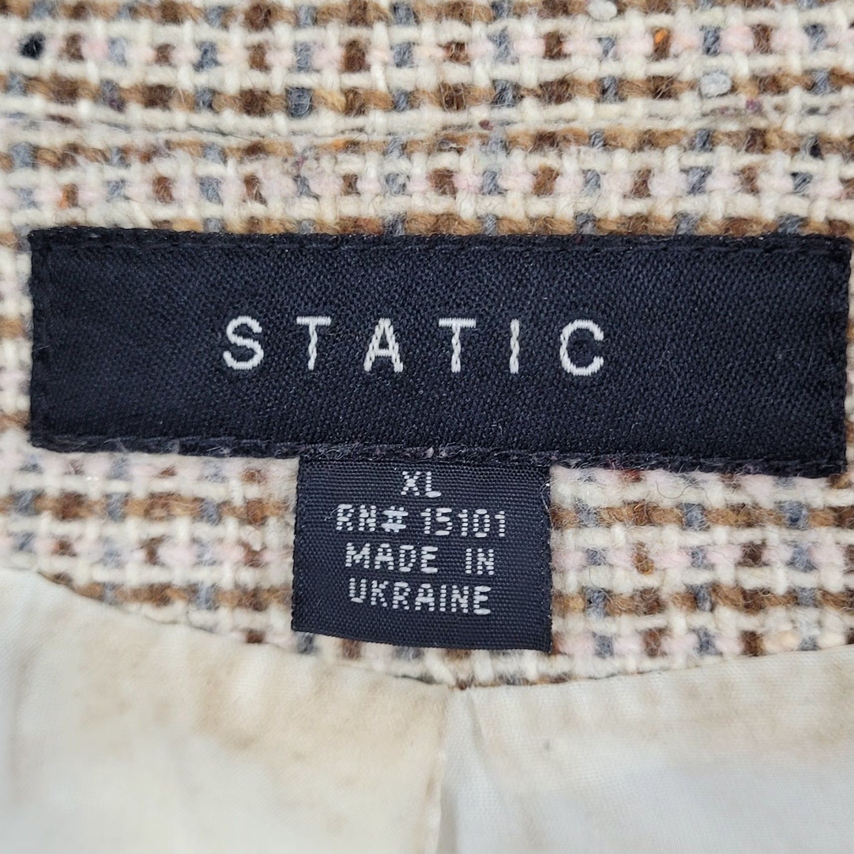 Vintage Static Tan Wool Blend Tweed Buttoned Pockets Lined Collared Coat XL Women’s Overcoat Buttons Pockets Lined Wool Tweed Coat Size XL / US 12-14 / IT 48-50 - 3 Thumbnail