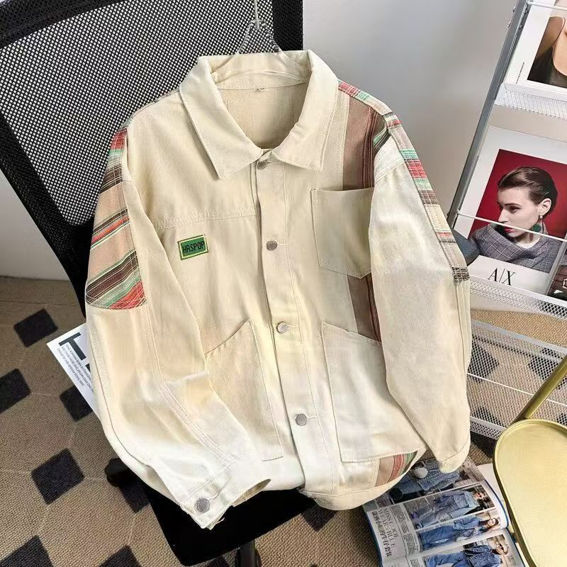 Vintage Beige Ethnic Stripe Splicing Workwear Jacket Size US M / EU 48-50 / 2 - 1 Thumbnail