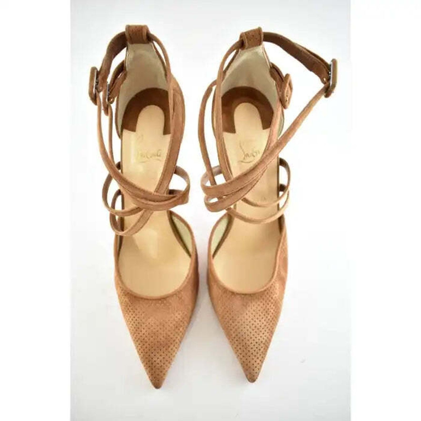 Christian Louboutin Victorilla 100 Biscotto Brown Strappy Sandal Heel Pump 42 Size US 12 / IT 42 - 7 Thumbnail