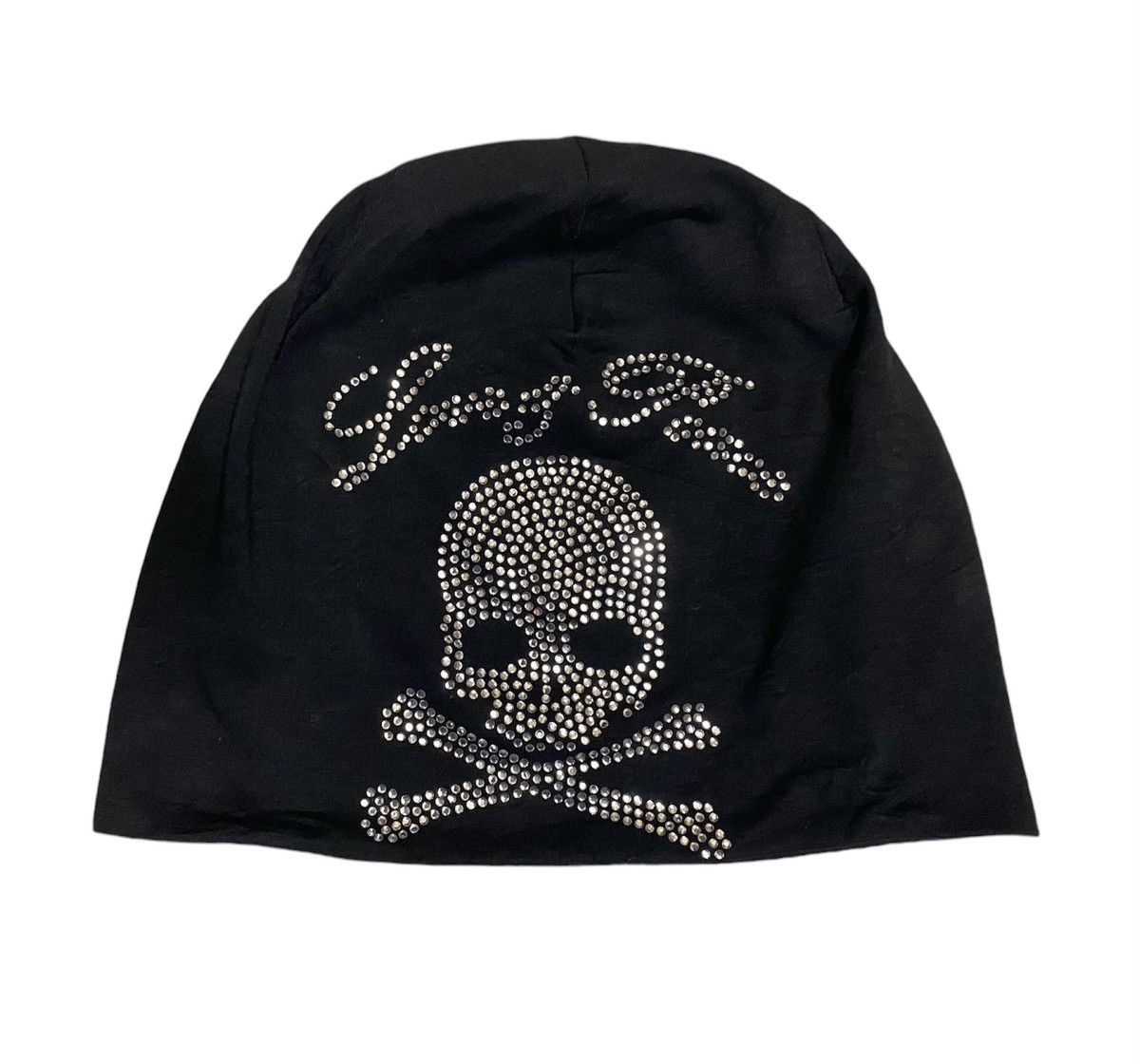 Japanese Brand × Vintage Gothic Black Skull Rhinestone Beanie Hats Size ONE SIZE - 1 Thumbnail