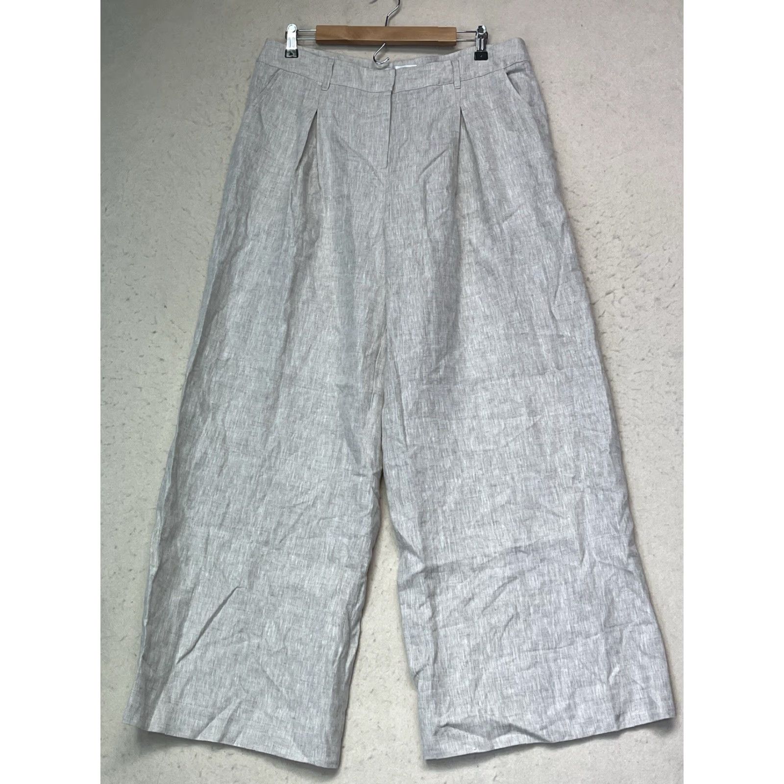 Reformation Reformation Womens Pants 12 Beige 100% Linen Wide-Leg Lightweight Casual Formal Travel Pockets Size 34" / US 12 / IT 48 - 2 Thumbnail