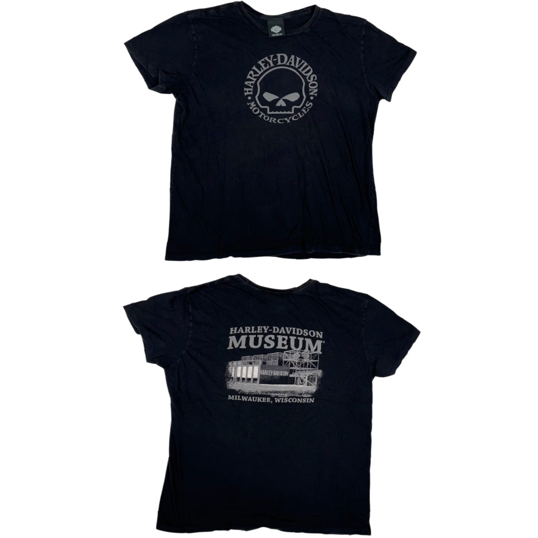 Harley Davidson Harley-Davidson Museum T-Shirt 2XL Milwaukee Wisconsin Black Cotton Knit Logo Short Sleeve Crew Neck Men Regular Vintage No (if allowed) Size US XXL / EU 58 / 5 - 2 Thumbnail
