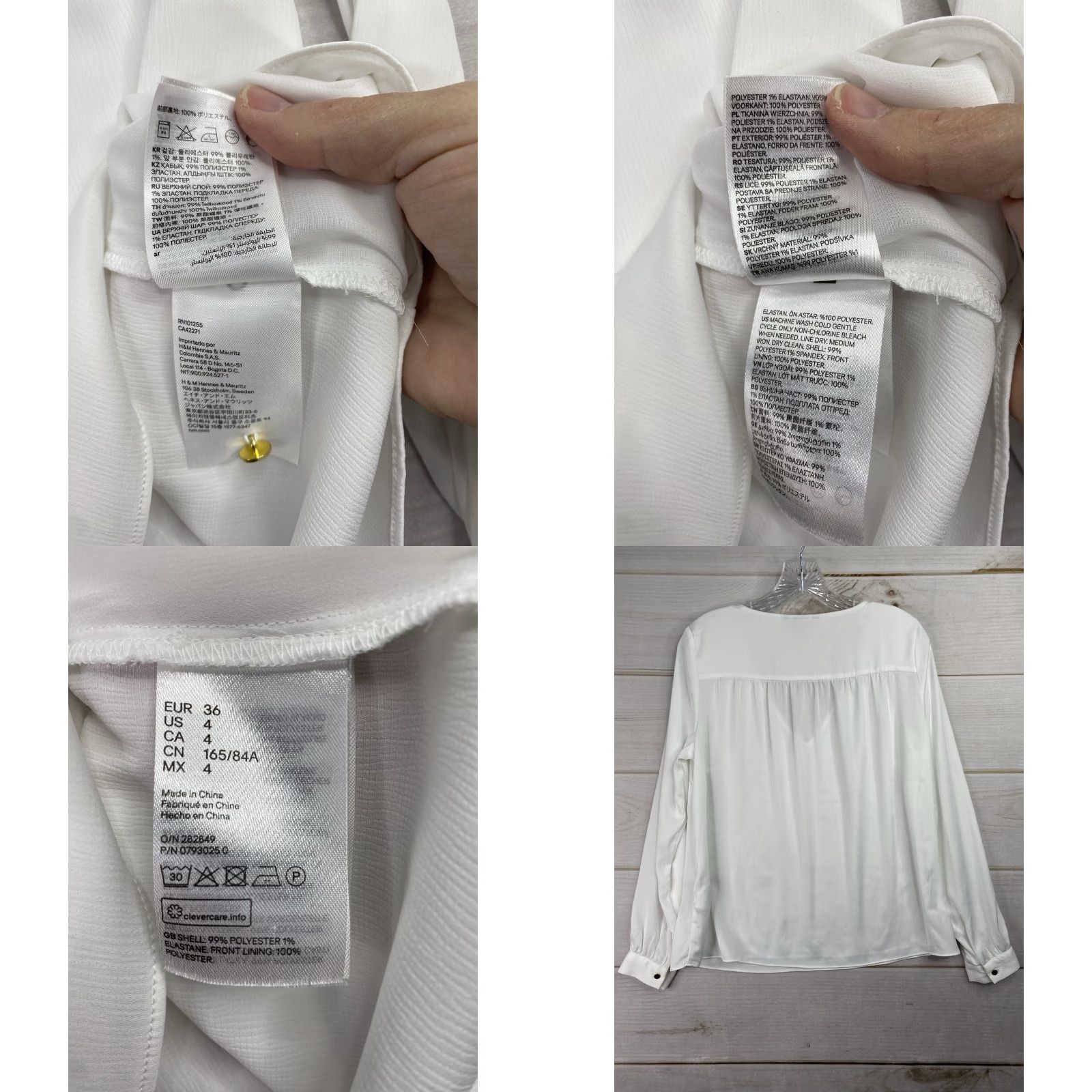 H&M H&M Womens Top Blouse Shirt White V-Neck Long Sleeve XS4? Size S / US 4 / IT 40 - 8 Thumbnail
