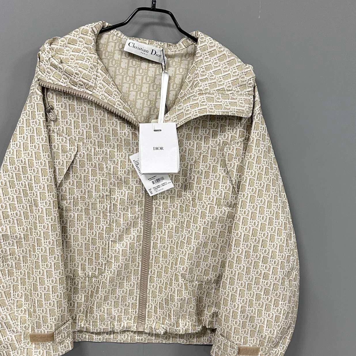 Dior Dior Beige Full Logo Print Zip Jacket Size XS / US 0-2 / IT 36-38 - 2 Thumbnail