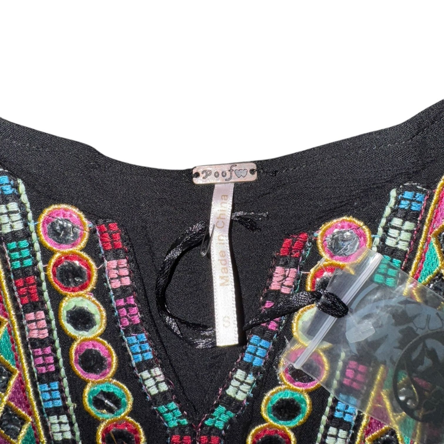 Other Poof Apparel Loose Fit Black Shirt w/Embroidery – Small NWT Size S / US 4 / IT 40 - 2 Thumbnail