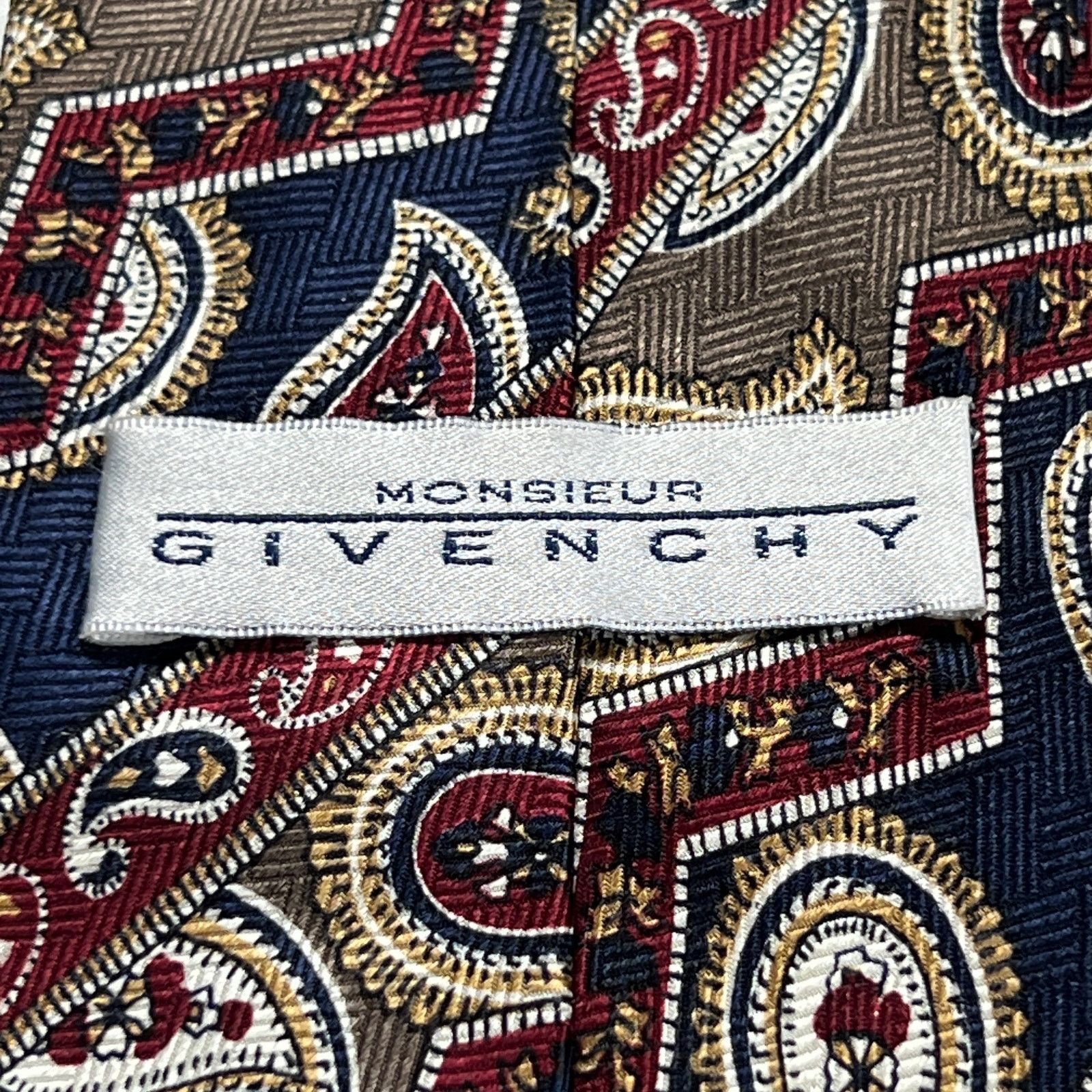 Givenchy Givenchy Monsieur Men's Tie Red Blue Gold White Silk Necktie Size ONE SIZE - 3 Thumbnail