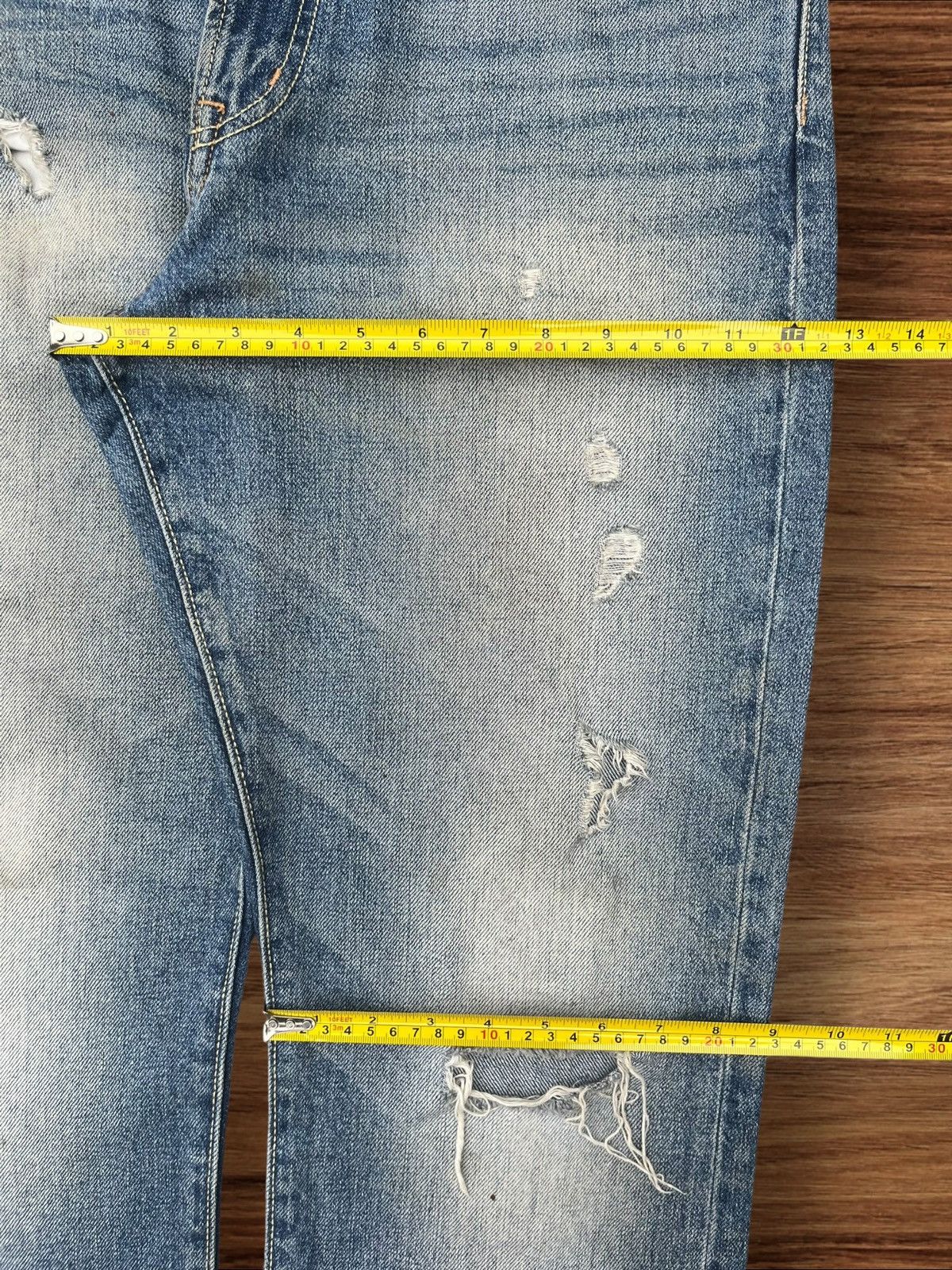 Japanese Brand Vintage Japanese Brand Blue Washed Distressed Straight Jeans Size US 33 - 12 Thumbnail