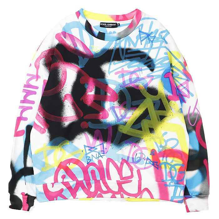 Dolce & Gabbana Dolce & Gabbana Dolce&Gabbana Graffiti DG Logo Cotton Sweatshirt Textile Sweatshirts & Hoodies DUTY FREE for USA Size ONE SIZE - 1 Thumbnail