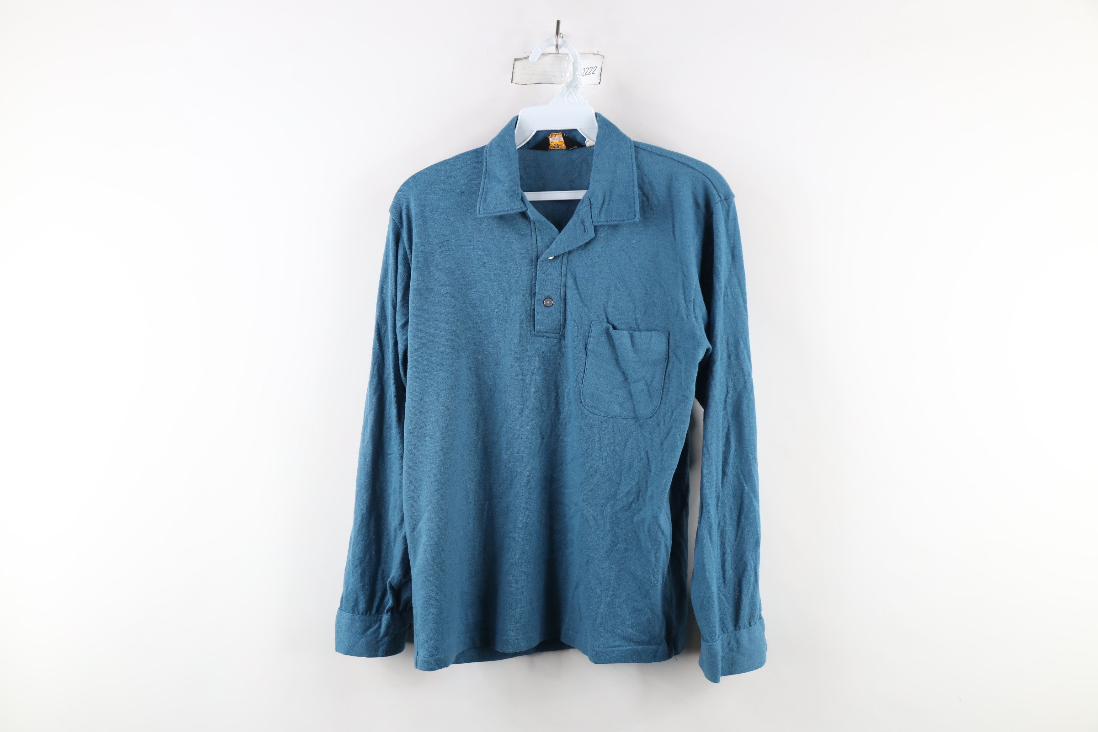 Vintage Vintage 60s 70s Streetwear Knit Long Sleeve Polo Blue USA Size US M / EU 48-50 / 2 - 1 Thumbnail
