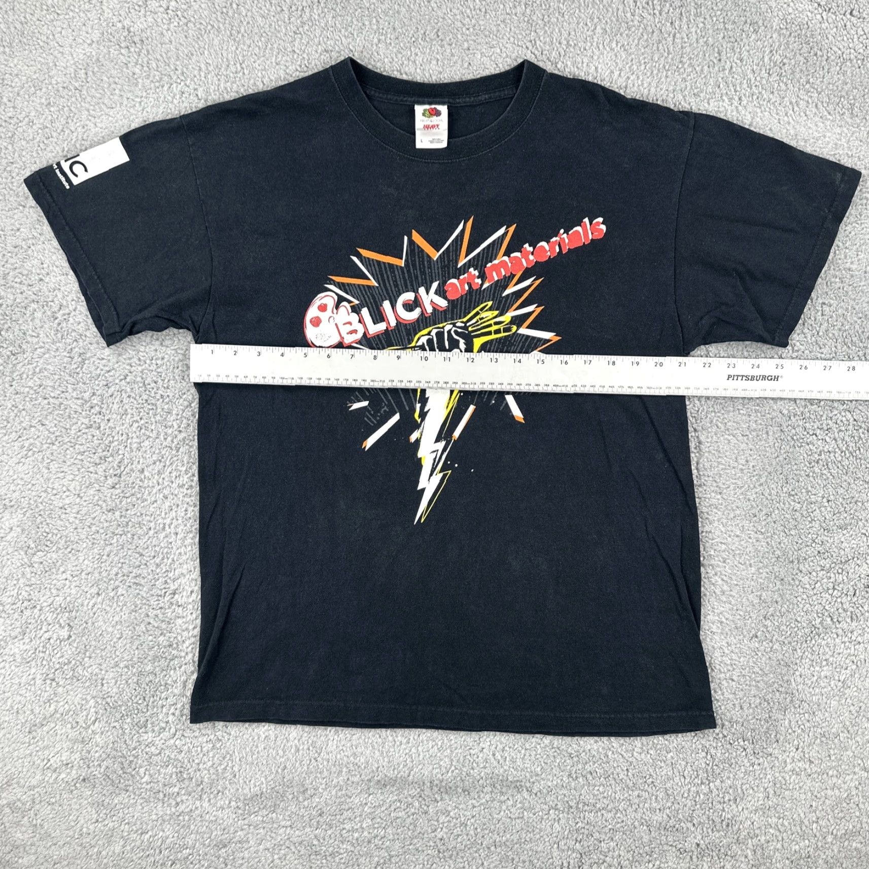 Fruit Of The Loom VINTAGE FOTL Heavy Mens L Black T Shirt SAIC Chicago BLICK Art Supplies Shirt Mens L Black 1990s Graphic Tee Size US L / EU 52-54 / 3 - 7 Thumbnail