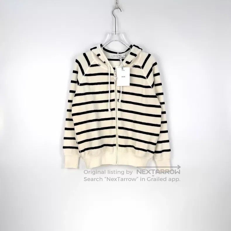 Dior Dior Dark blue and white striped zipper knitted hooded jac Size XS / US 0-2 / IT 36-38 - 3 Thumbnail