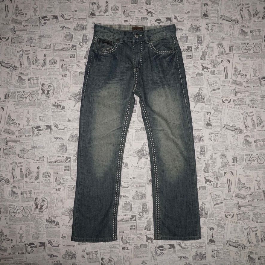 Vintage 30-Vintage Y2K LAMASINI faded baggy wide leg 00s denim jeans Size US 30 / EU 46 - 1 Thumbnail