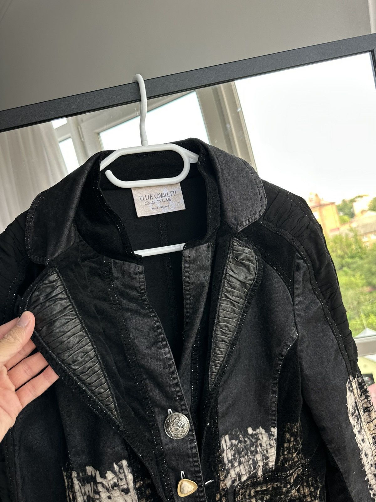 Vintage Elisa Cavaletti Black Artistic Button Blazer Jacket Size M / US 6-8 / IT 42-44 - 6 Thumbnail