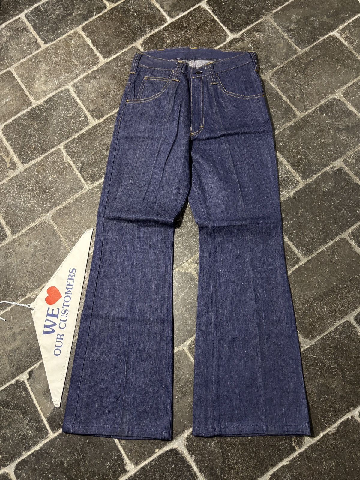 Vintage 1970s Vintage Dark Wash Denim Jeans Golden Horse Flared 70s Size 26" / US 2 / IT 38 - 3 Thumbnail