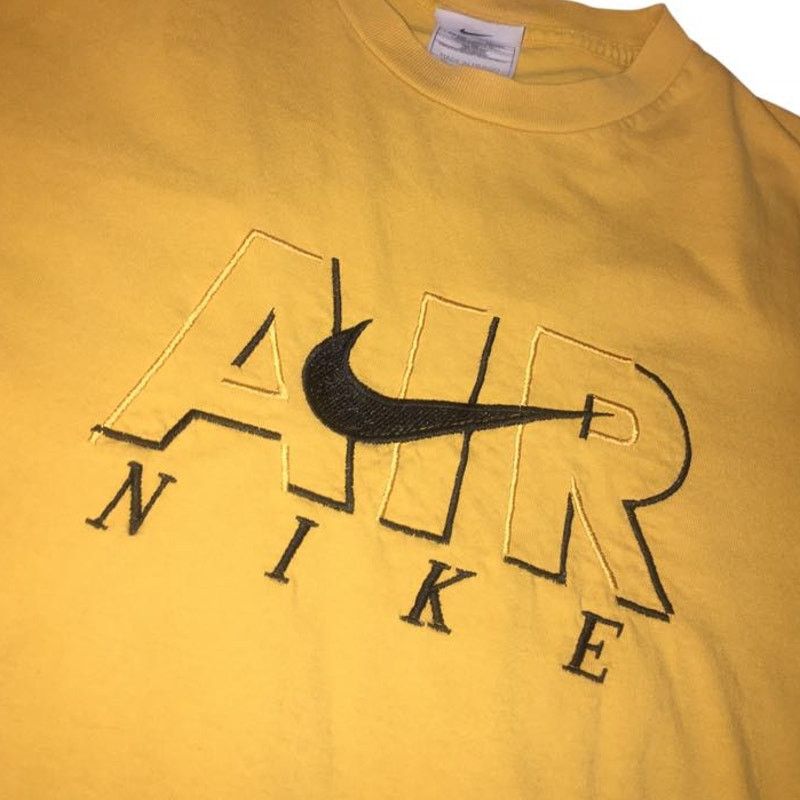 Nike VINTAGE Nike Air Embroidered Center Swoosh Logo Shirt Yellow Size US L / EU 52-54 / 3 - 4 Thumbnail