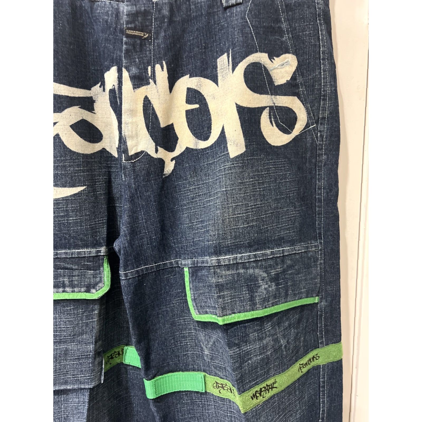 Denime VINTAGE Girbaud Jeans Denim Spellout Graffiti 90s Wide-Leg Size 38 Blue Men's Regular 38in Inseam Distressed Rare Size US 38 / EU 54 - 4 Thumbnail
