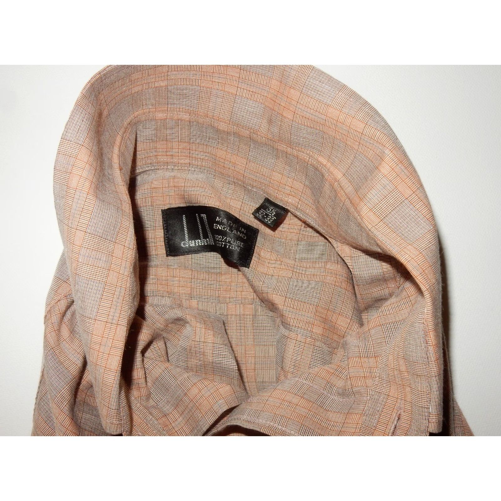 Vintage VTG Dunhill Men's Dress Shirt Size 15.5-32 Pink Plaid England Made Long Sleeve Shirt Mens Regular 29 1/2 Chest 28" Length Size 42R - 4 Thumbnail